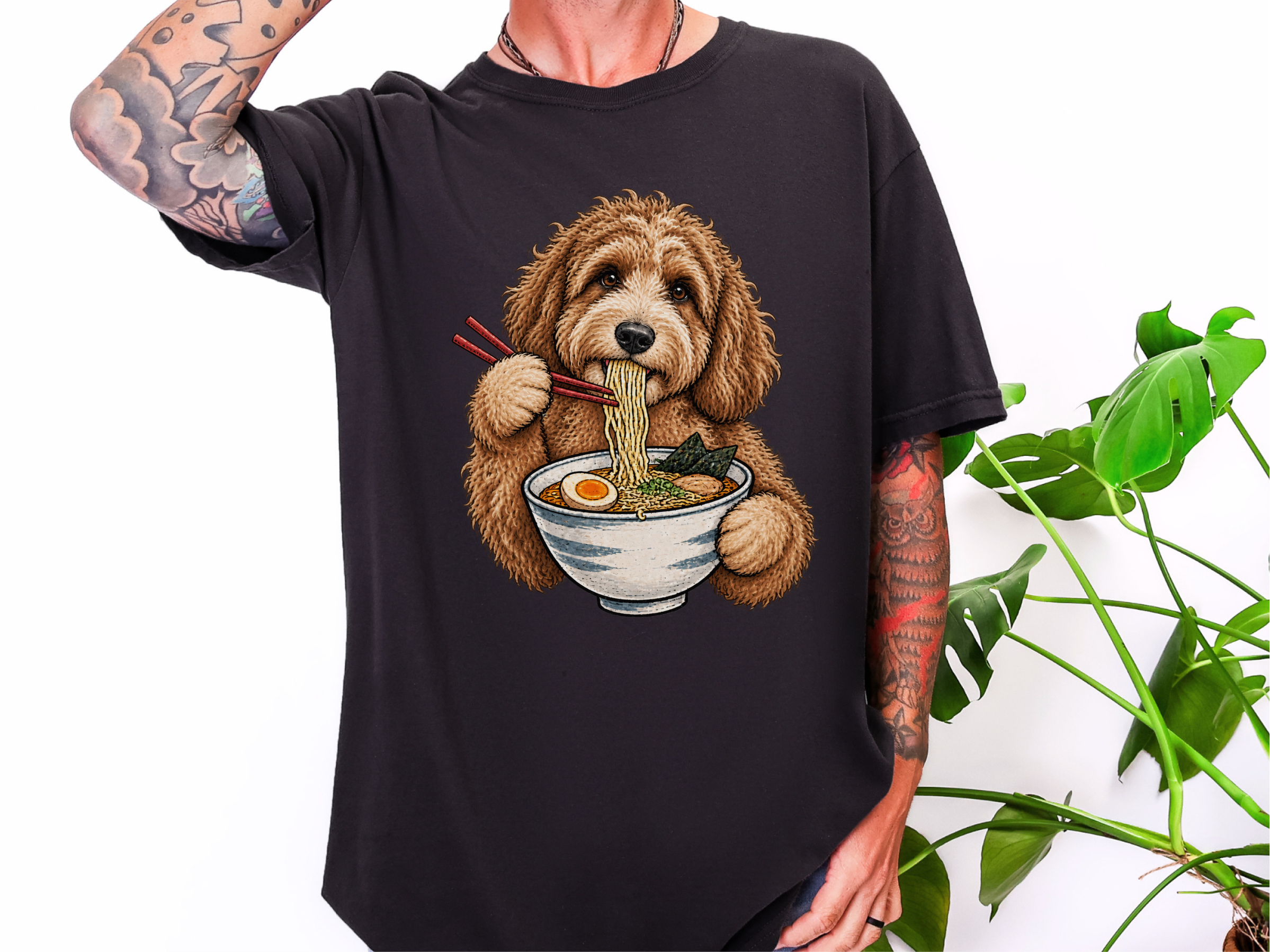 Labradoodle Eating Ramen Bowl doodle dog shirt - photo 4