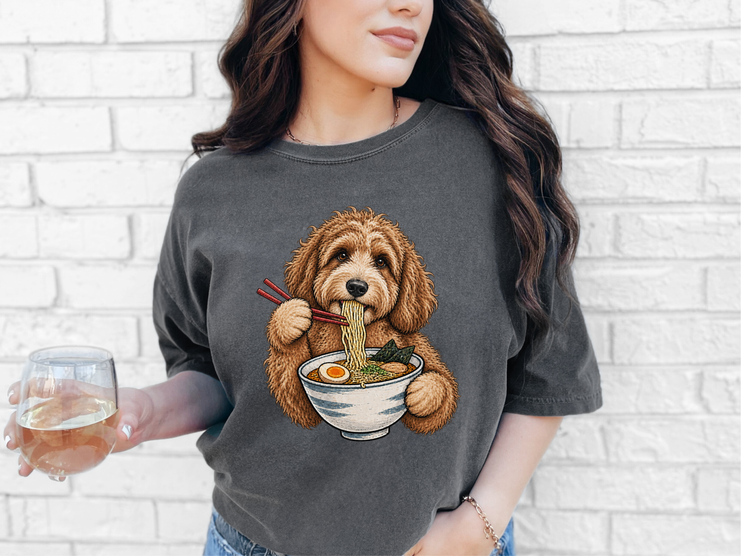 Labradoodle Eating Ramen Bowl doodle dog shirt - photo 6