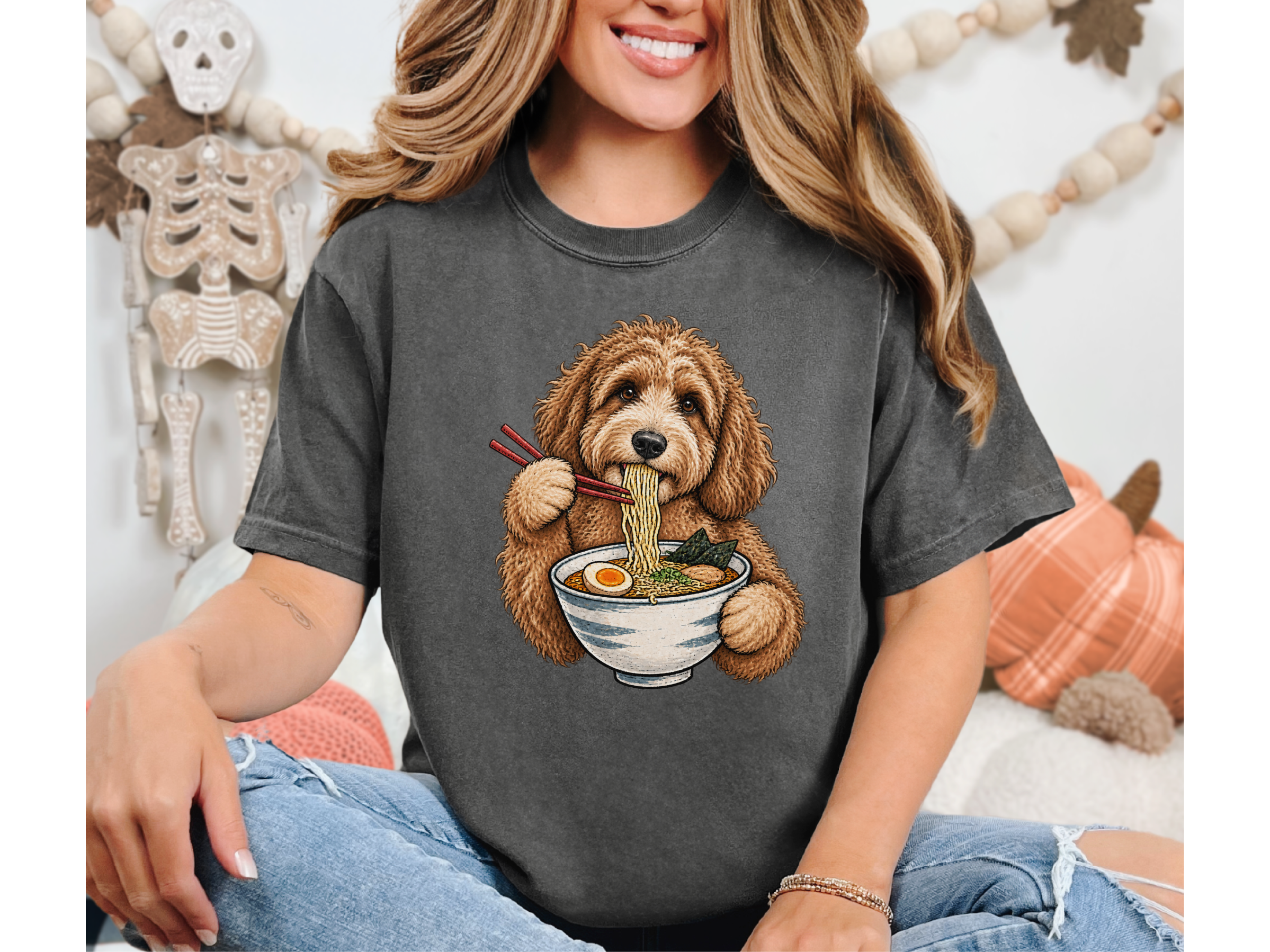 Labradoodle Eating Ramen Bowl doodle dog shirt - photo 5