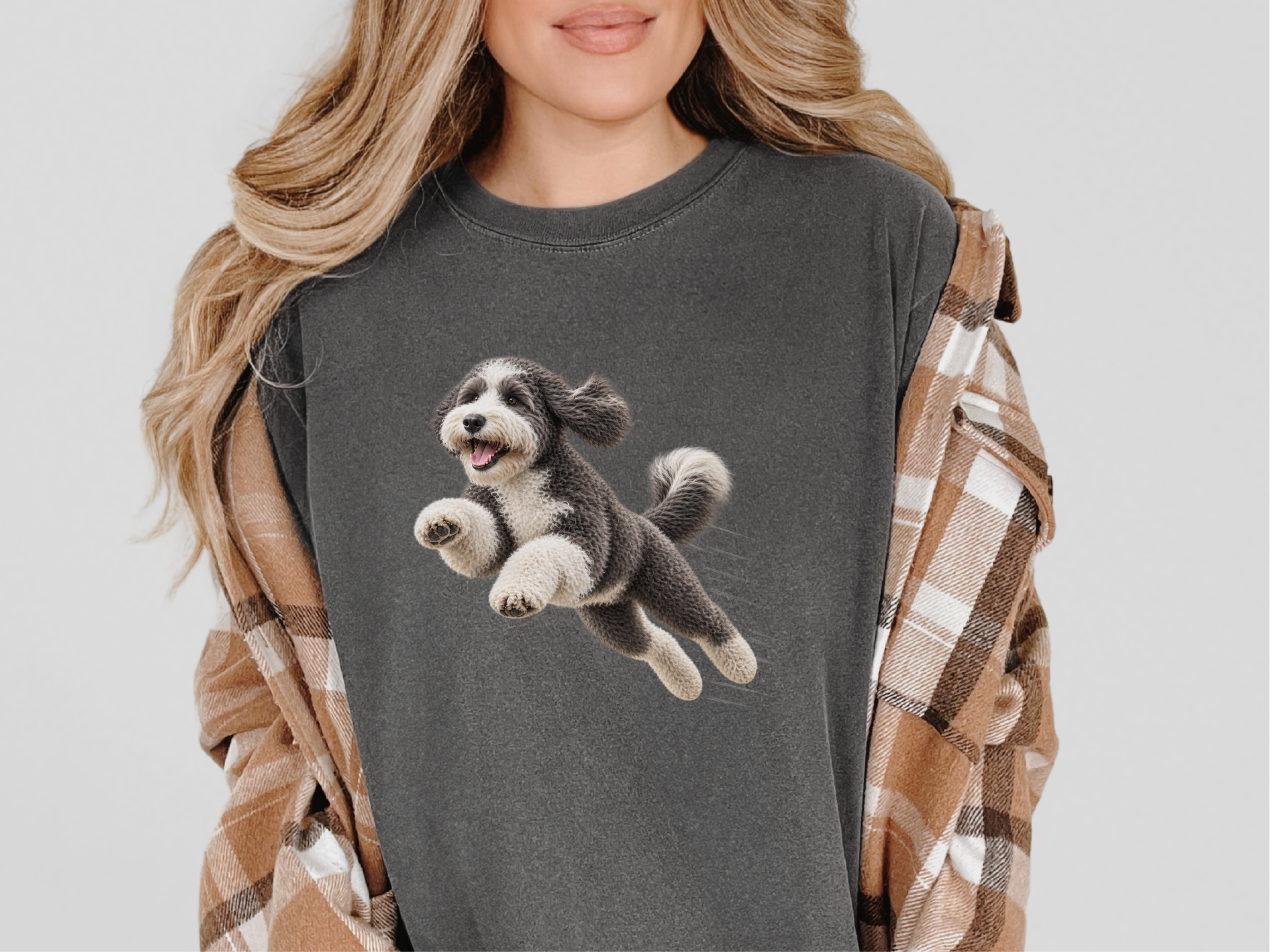Jumping Sheepadoodle Speed Lines doodle dog shirt - photo 4