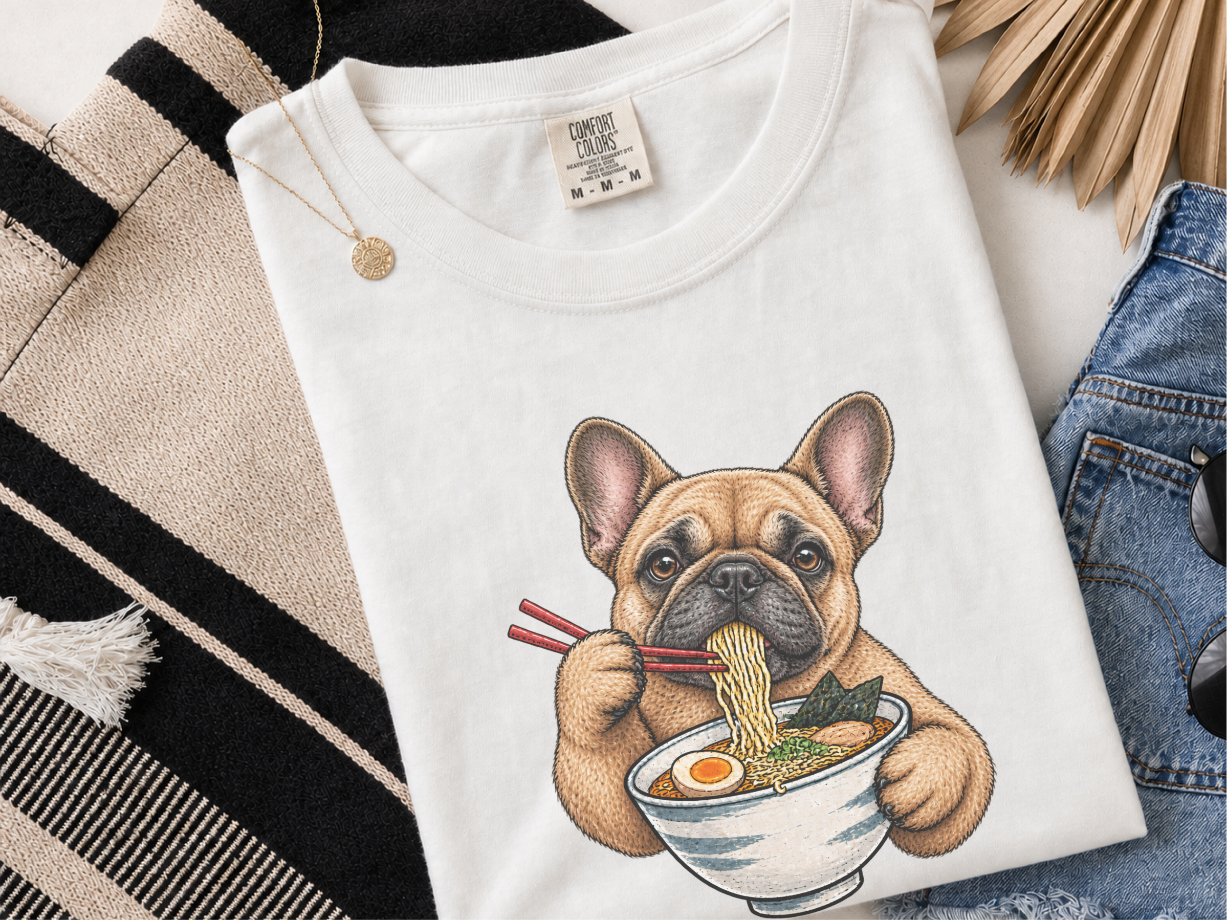 French Bulldog Eating Ramen doodle dog shirt - photo 1