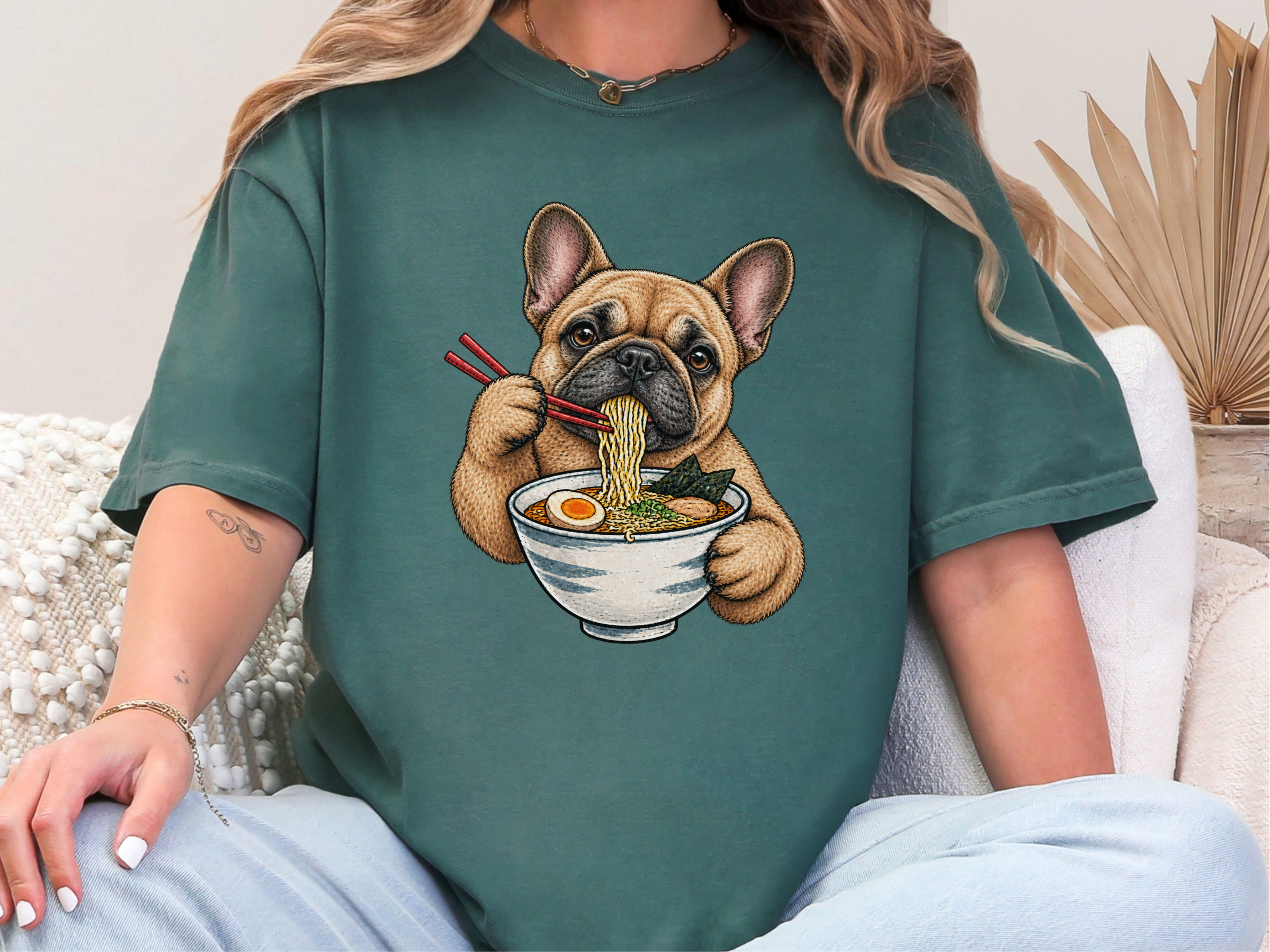 French Bulldog Eating Ramen doodle dog shirt - photo 7