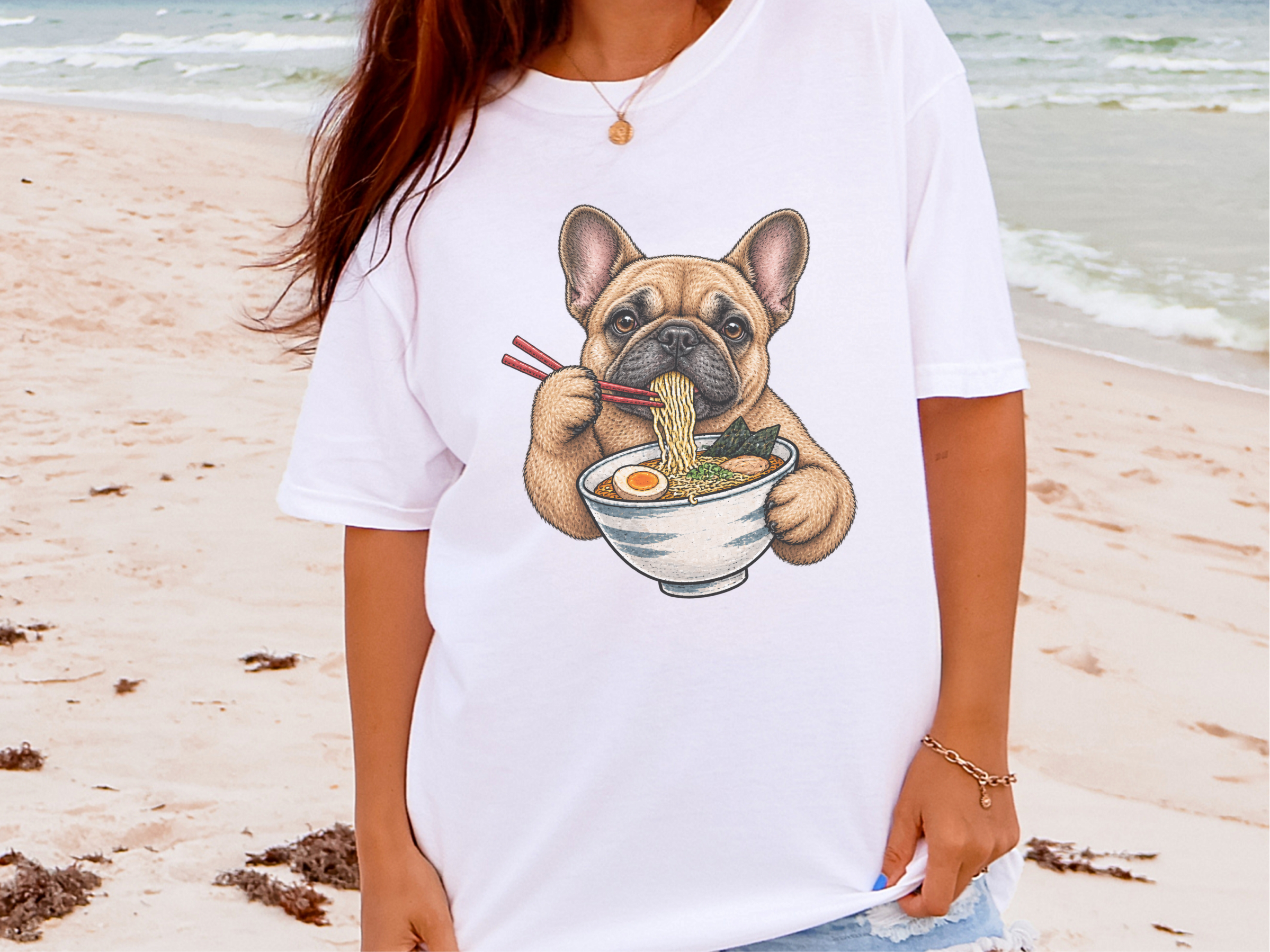 French Bulldog Eating Ramen doodle dog shirt - photo 2