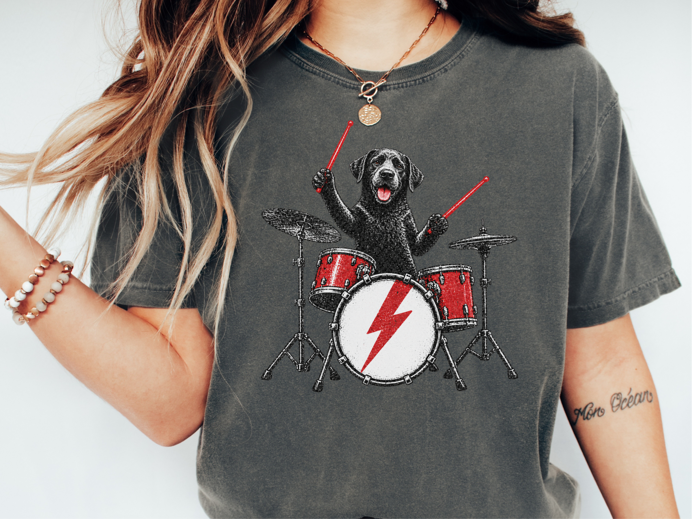 Black Labrador Drummer Kit doodle dog shirt - photo 1