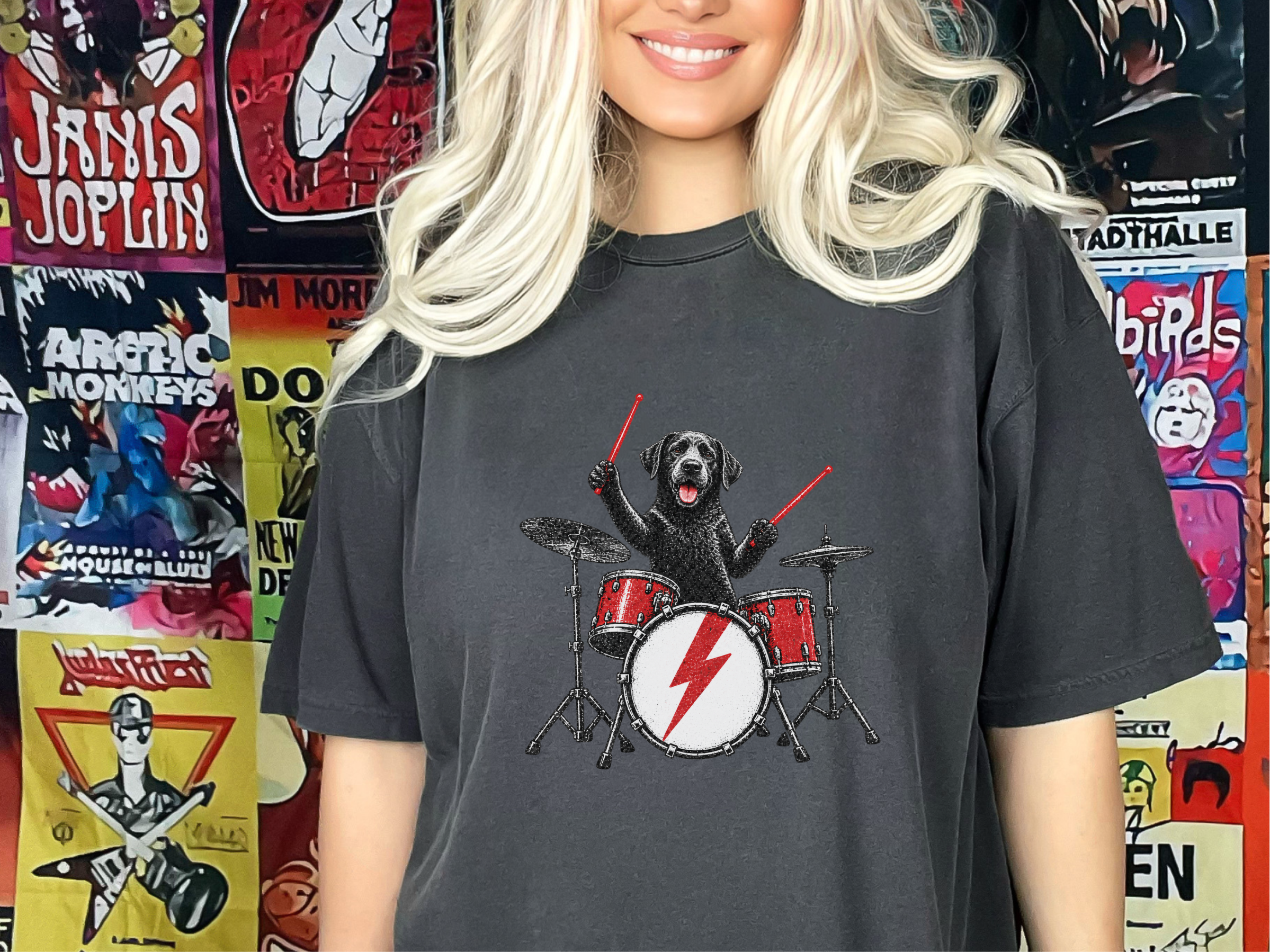 Black Labrador Drummer Kit doodle dog shirt - photo 3