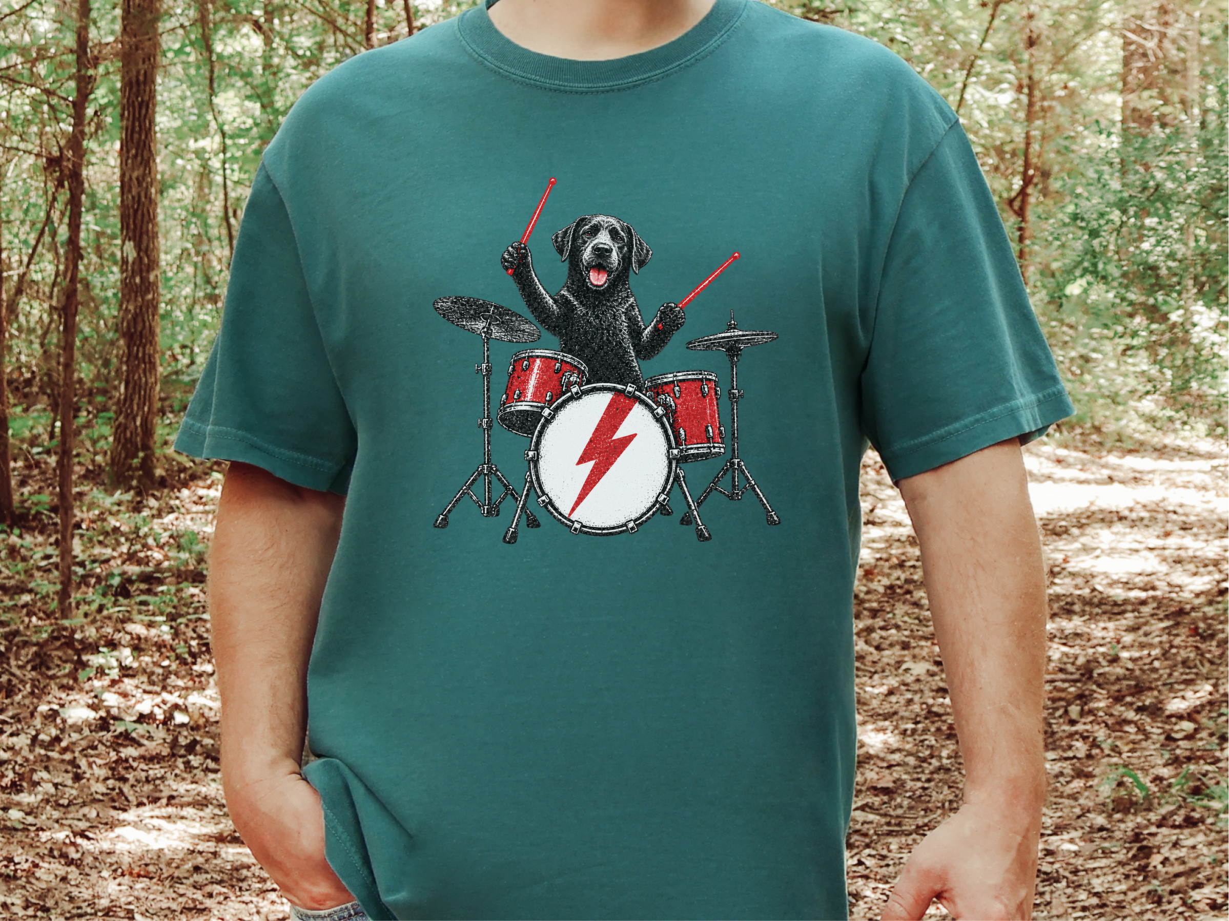 Black Labrador Drummer Kit doodle dog shirt - photo 8