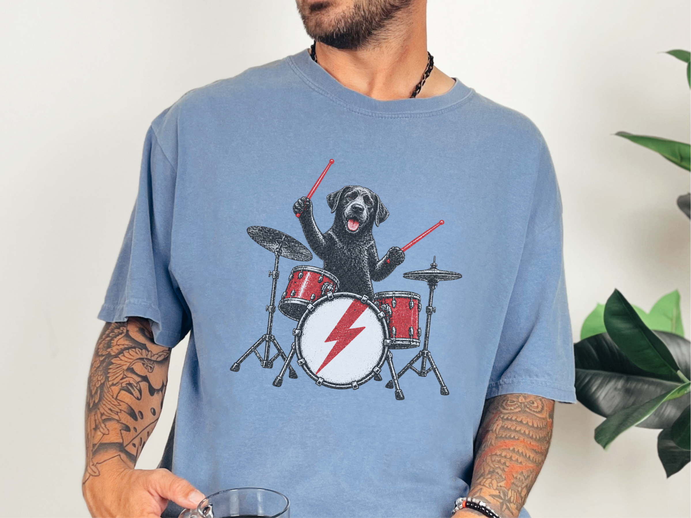 Black Labrador Drummer Kit doodle dog shirt - photo 6