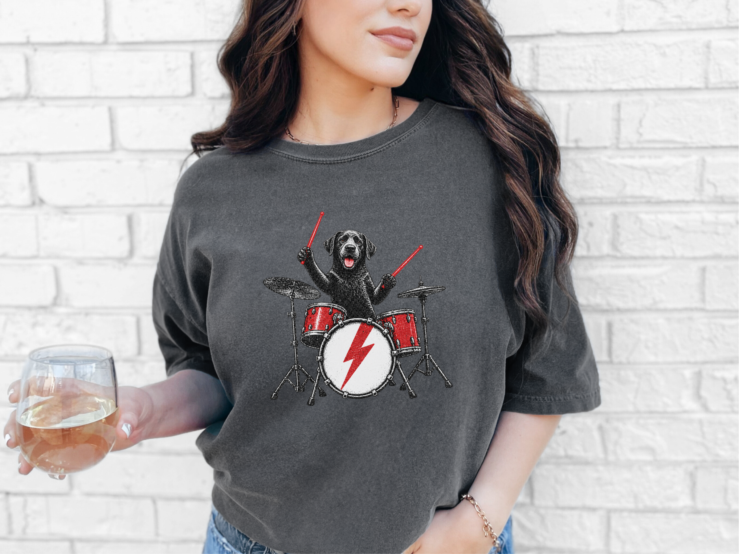 Black Labrador Drummer Kit doodle dog shirt - photo 4