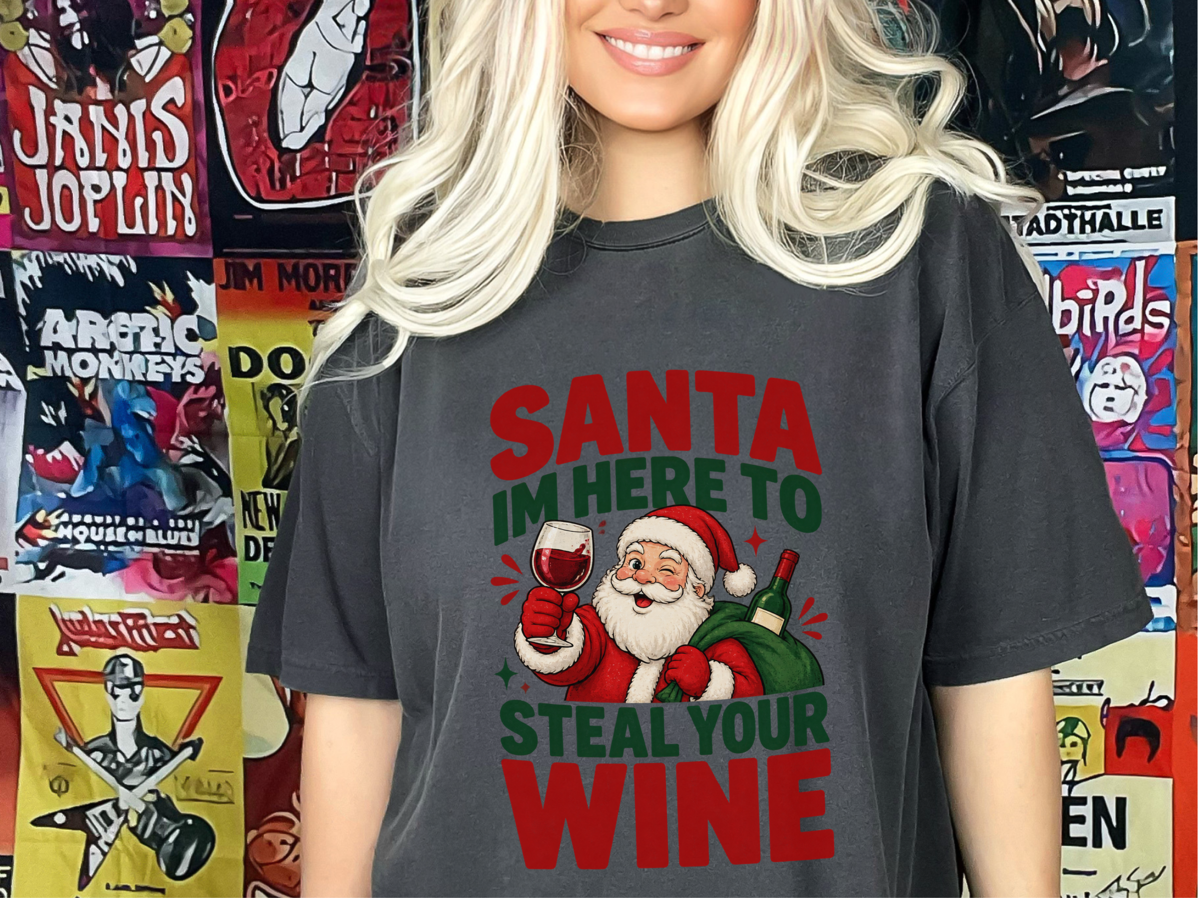 Winking Santa Wine Lover funny shirt - photo 5