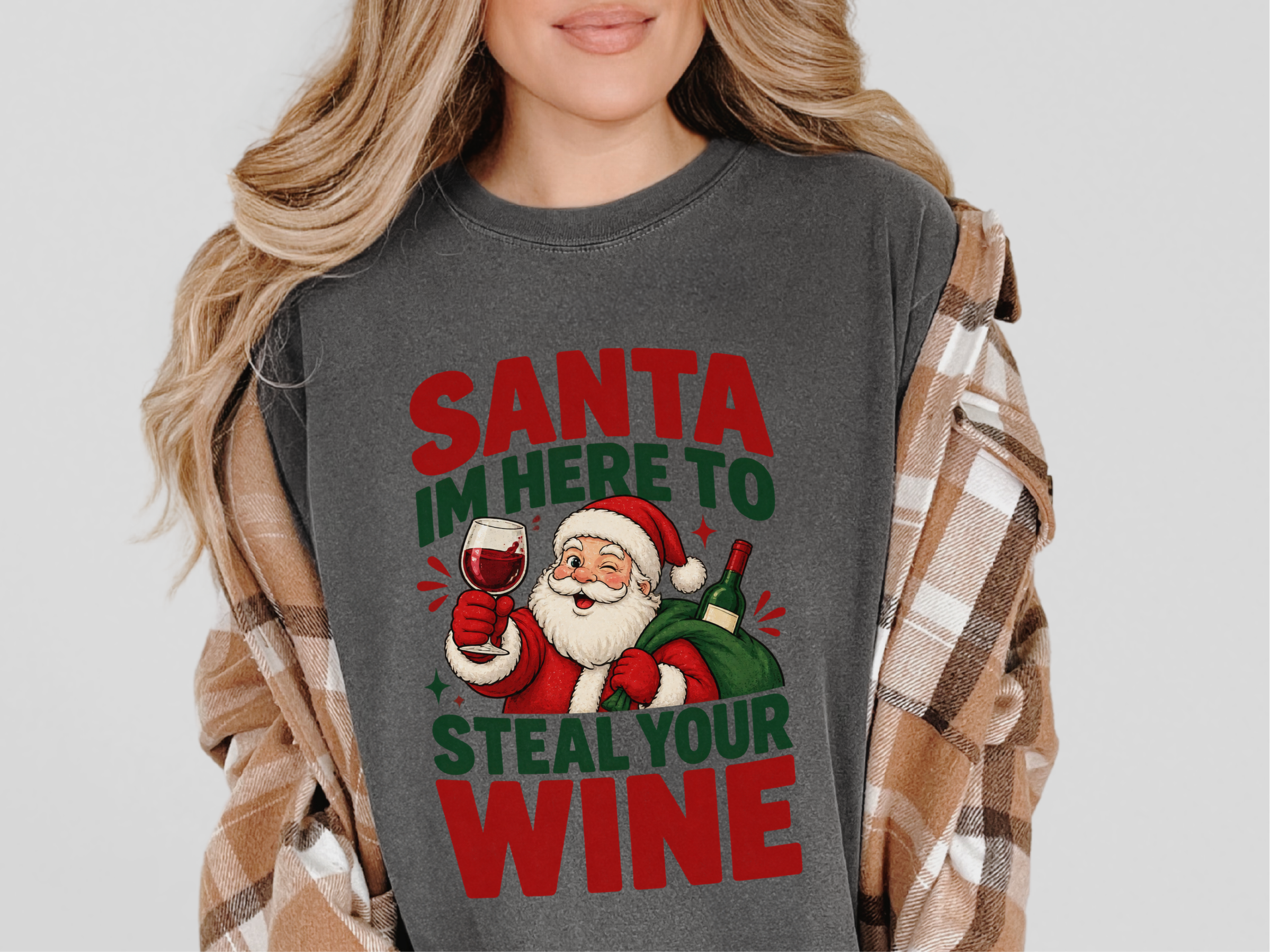 Winking Santa Wine Lover funny shirt - photo 7