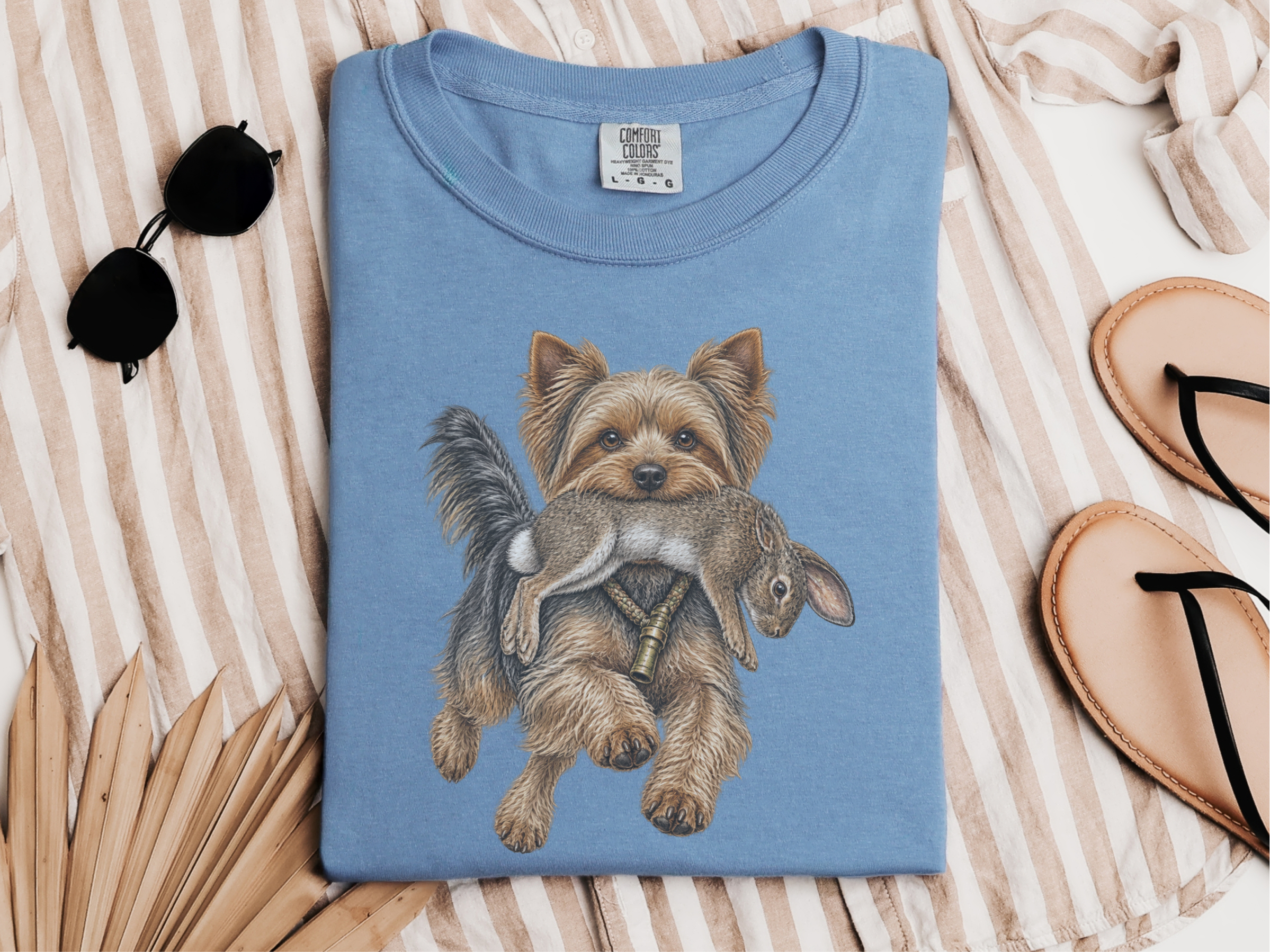 Vintage Yorkie Carrying Rabbit doodle dog shirt - photo 7