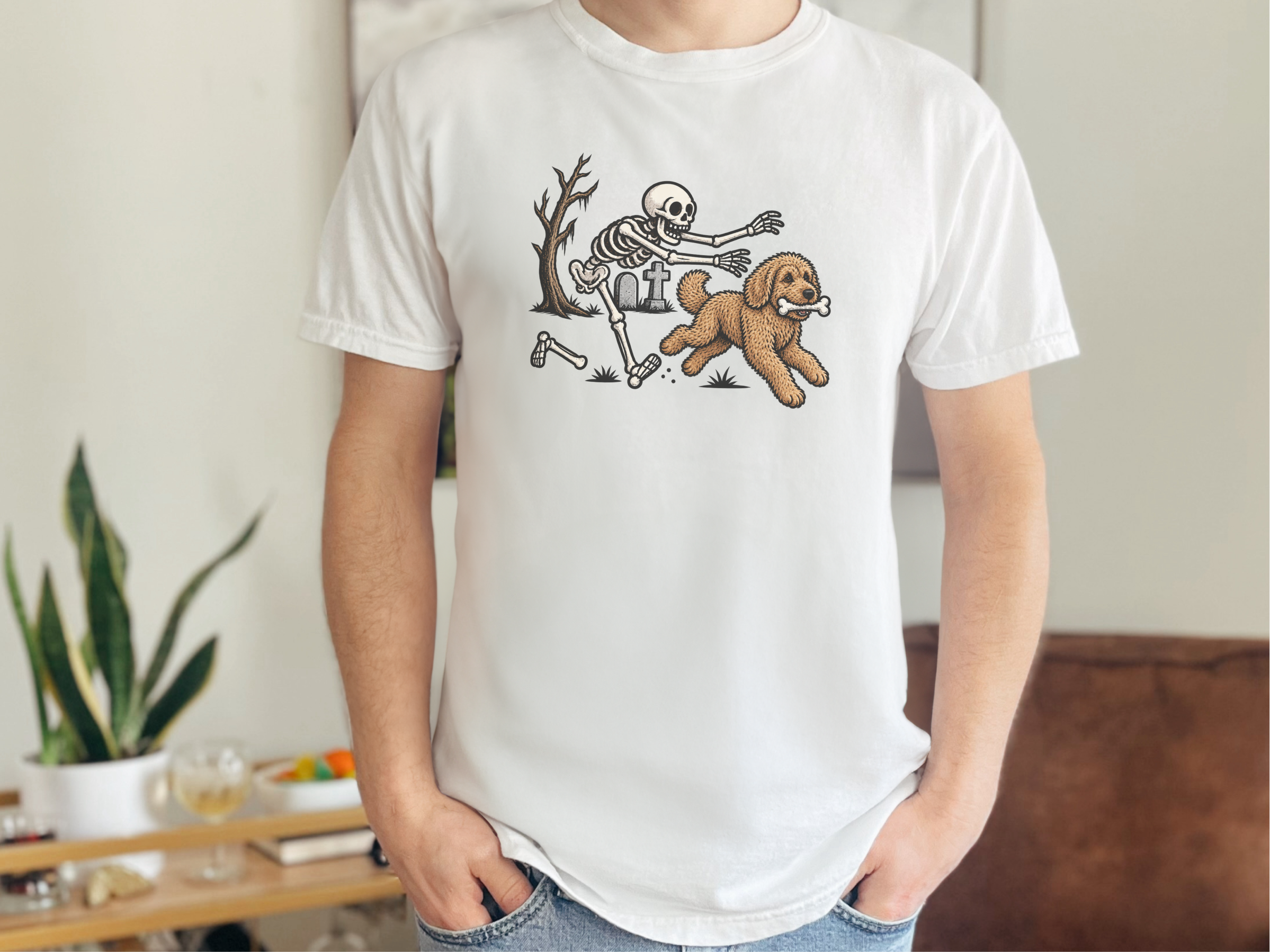 Labradoodle Skeleton Bone Chase doodle dog shirt - photo 3