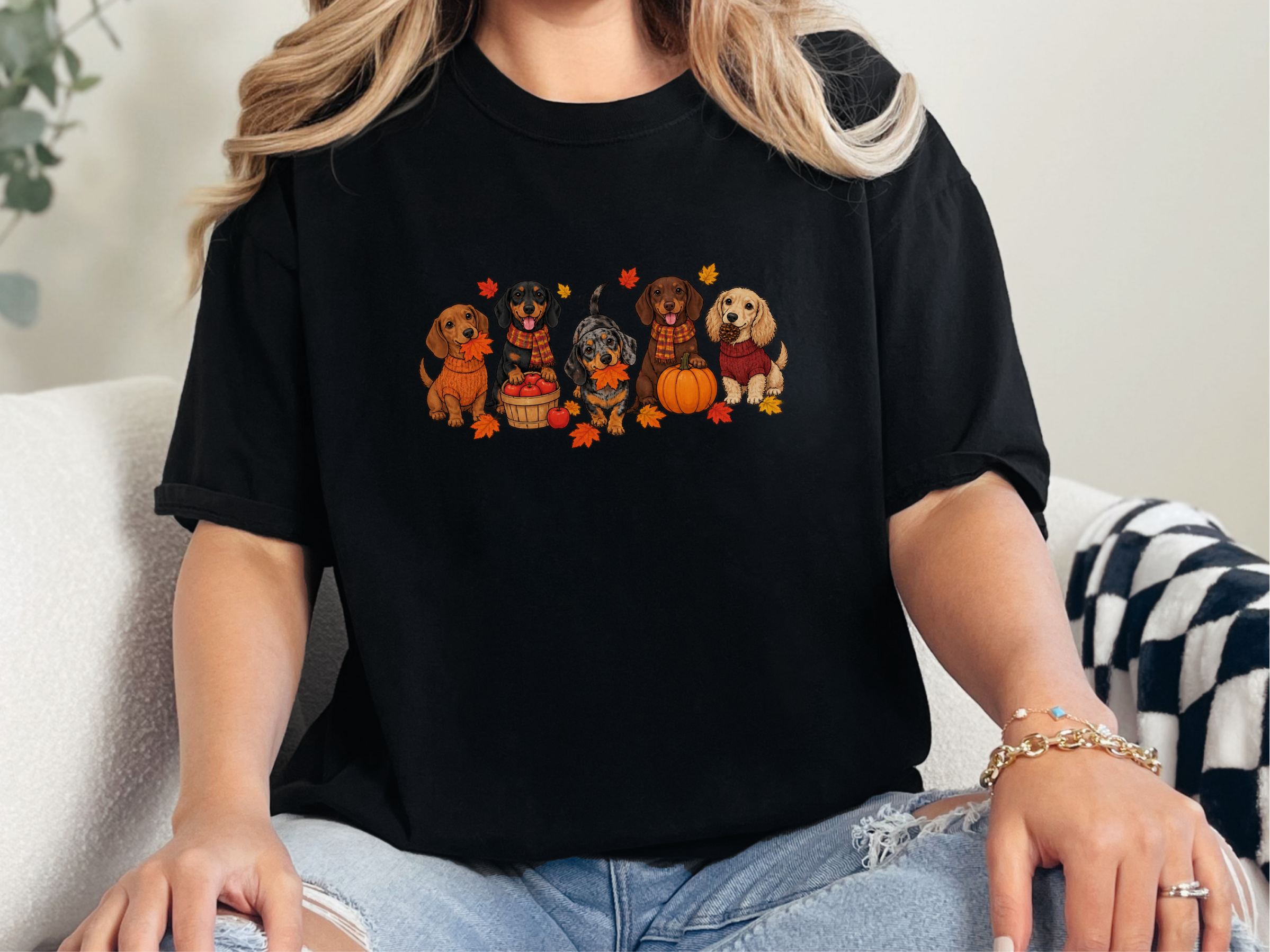 Dachshunds Fall Activities Lineup doodle dog shirt - photo 2