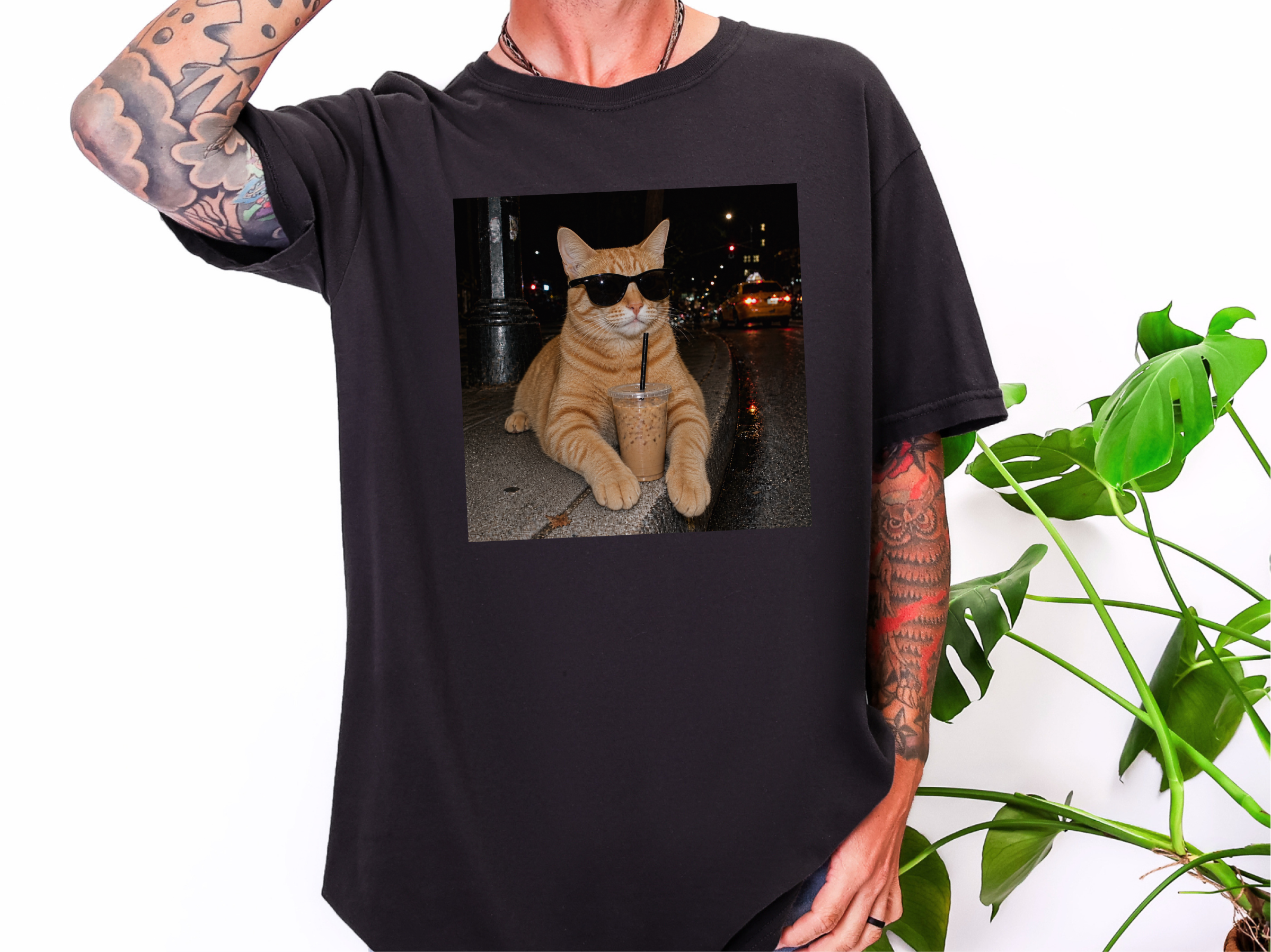 Cool Orange Cat Iced Coffee funny shirt - photo 3