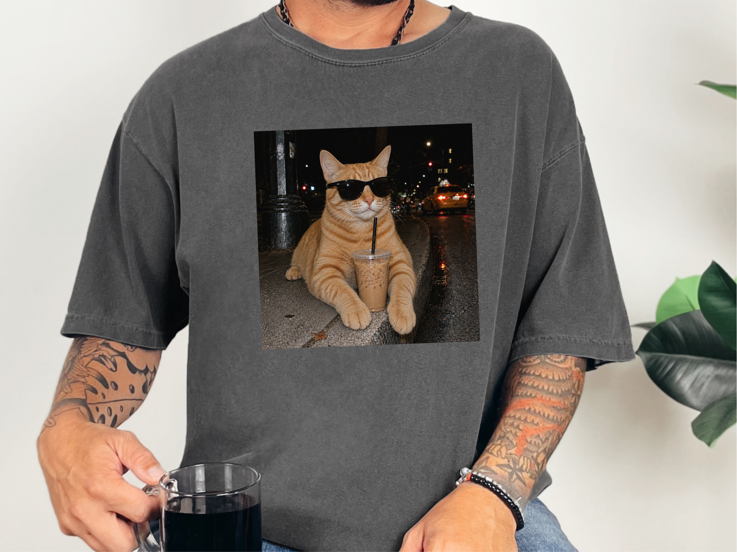 Cool Orange Cat Iced Coffee funny shirt - photo 4