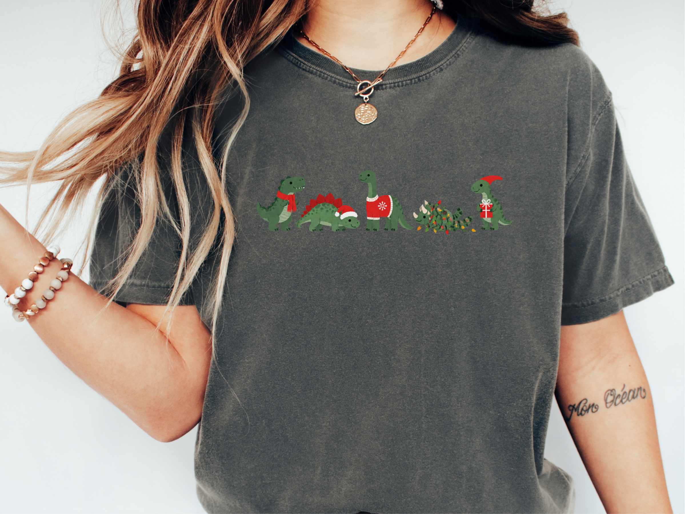 Cute Christmas Dinosaur Lineup funny shirt - photo 1