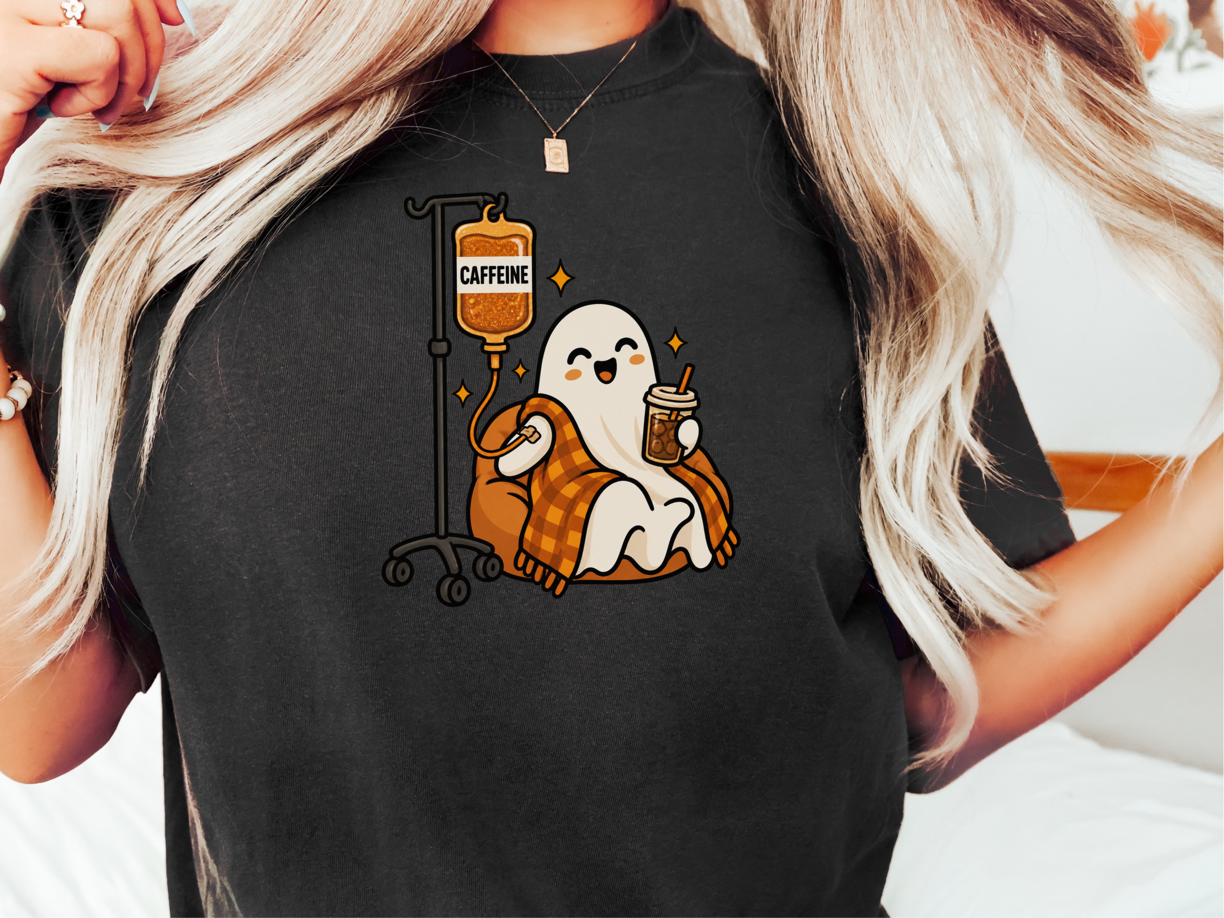 Cozy Caffeine Iv Ghost funny shirt - photo 1