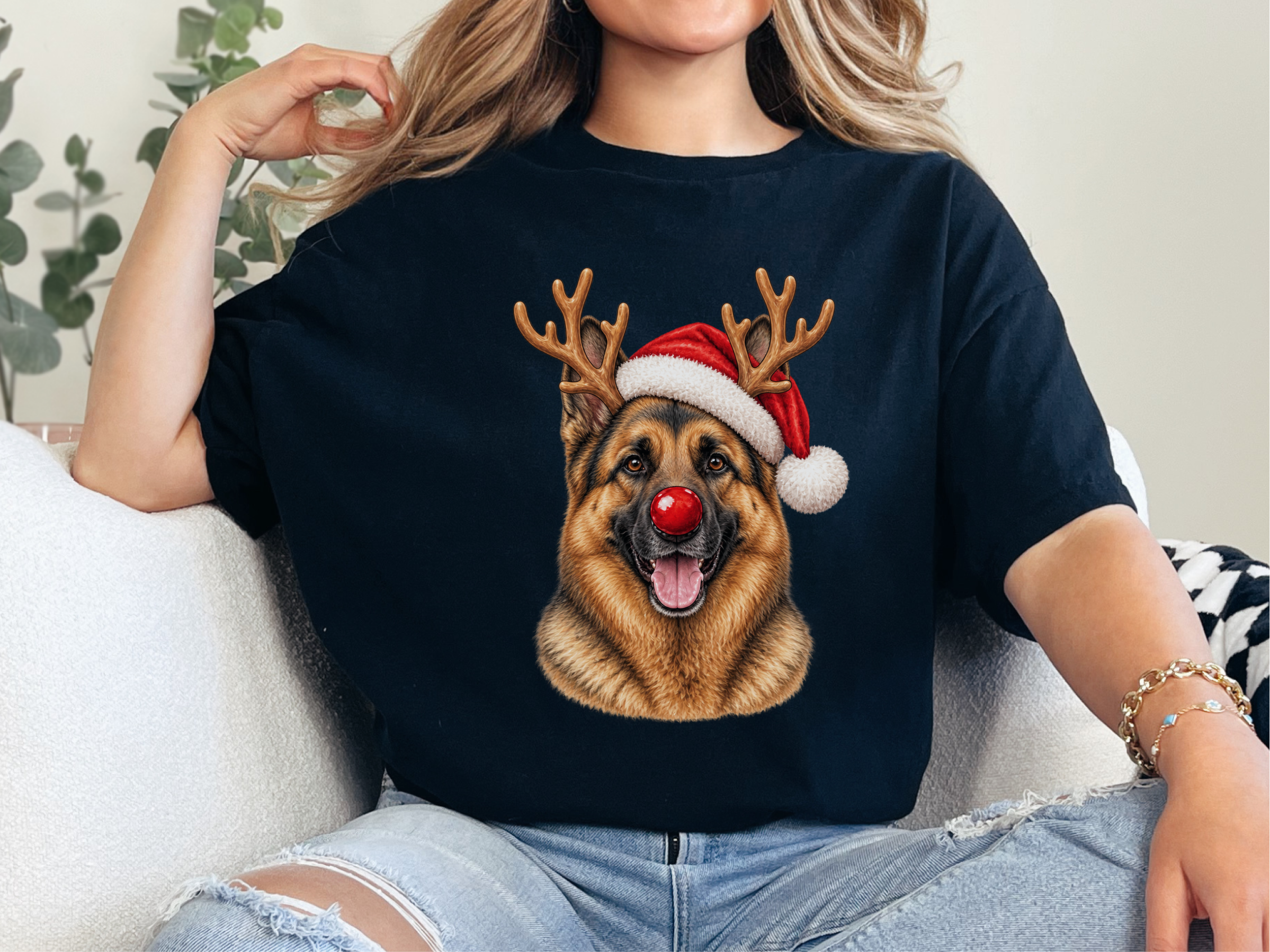 German Shepherd Rudolph Santa Hat - photo 1