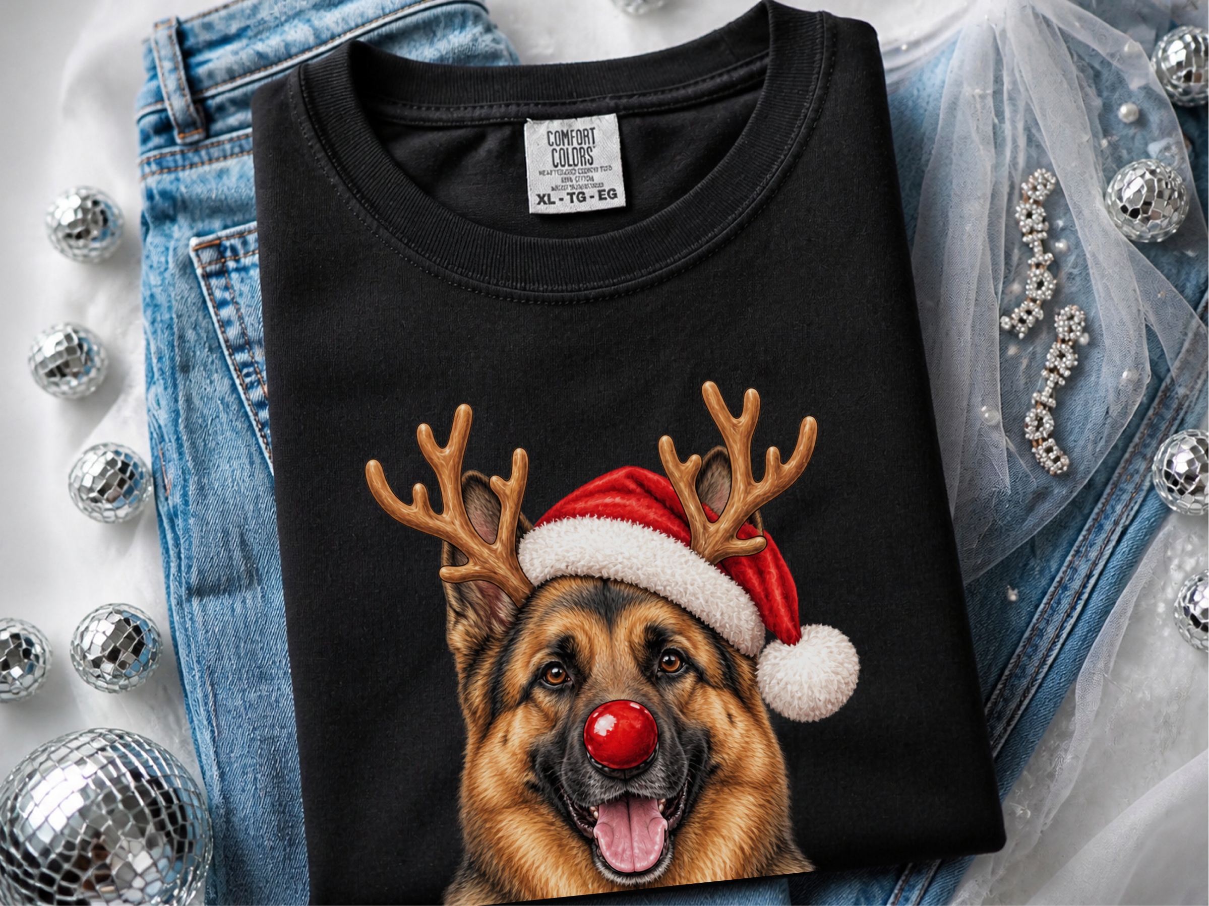 German Shepherd Rudolph Santa Hat - photo 3