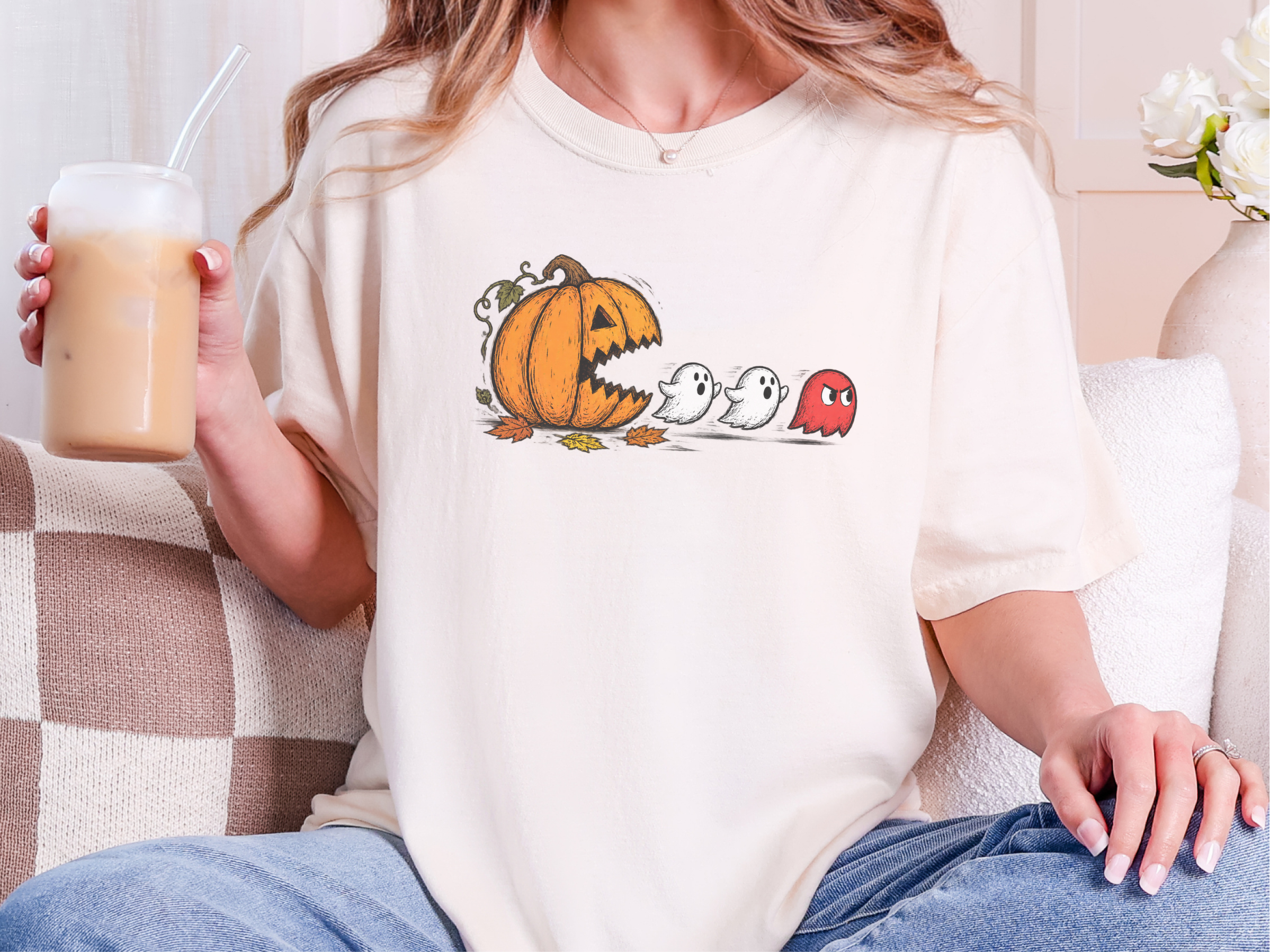 Pumpkin Eating Ghost funny shirt - photo 8