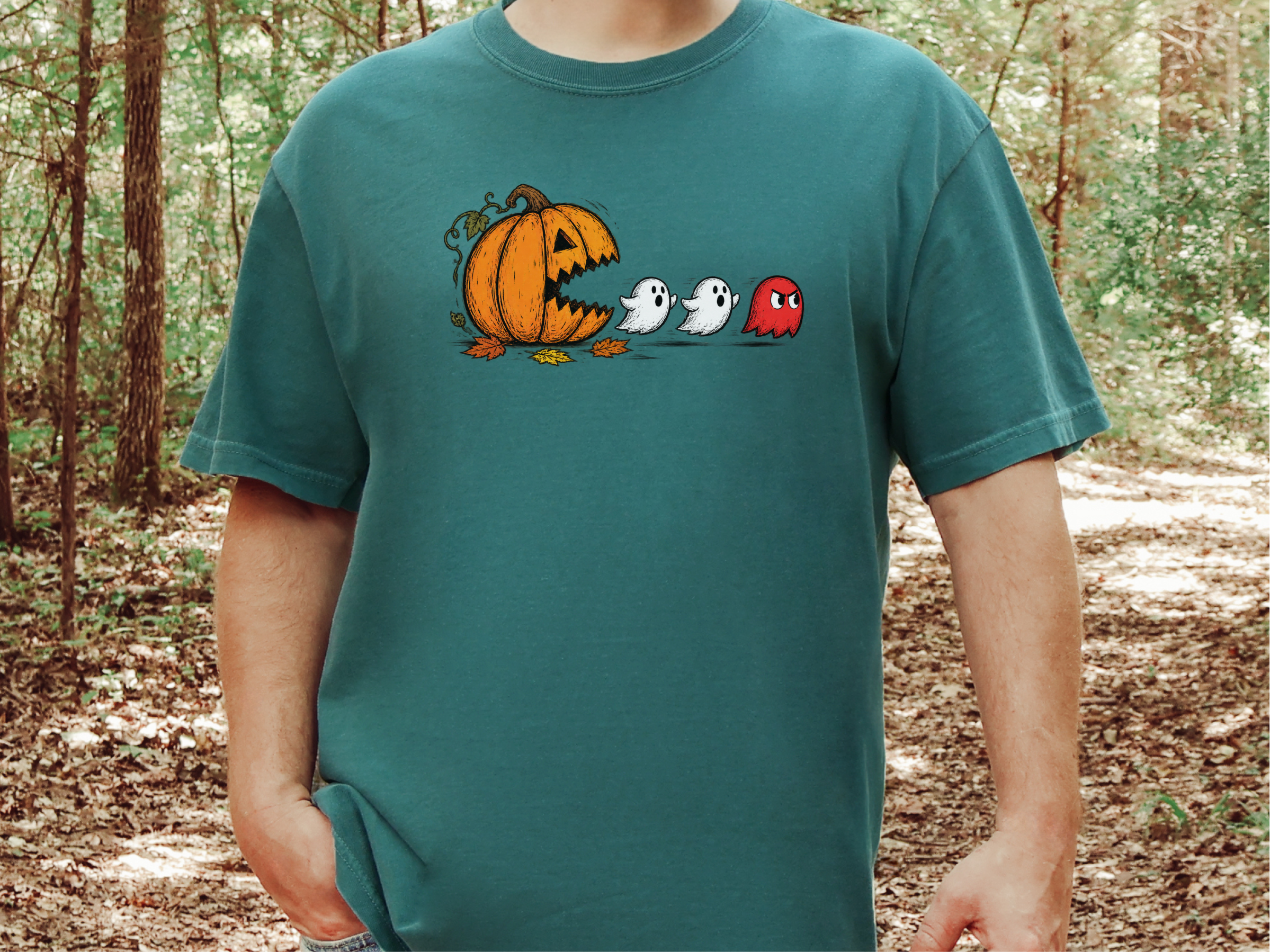 Pumpkin Eating Ghost funny shirt - photo 7