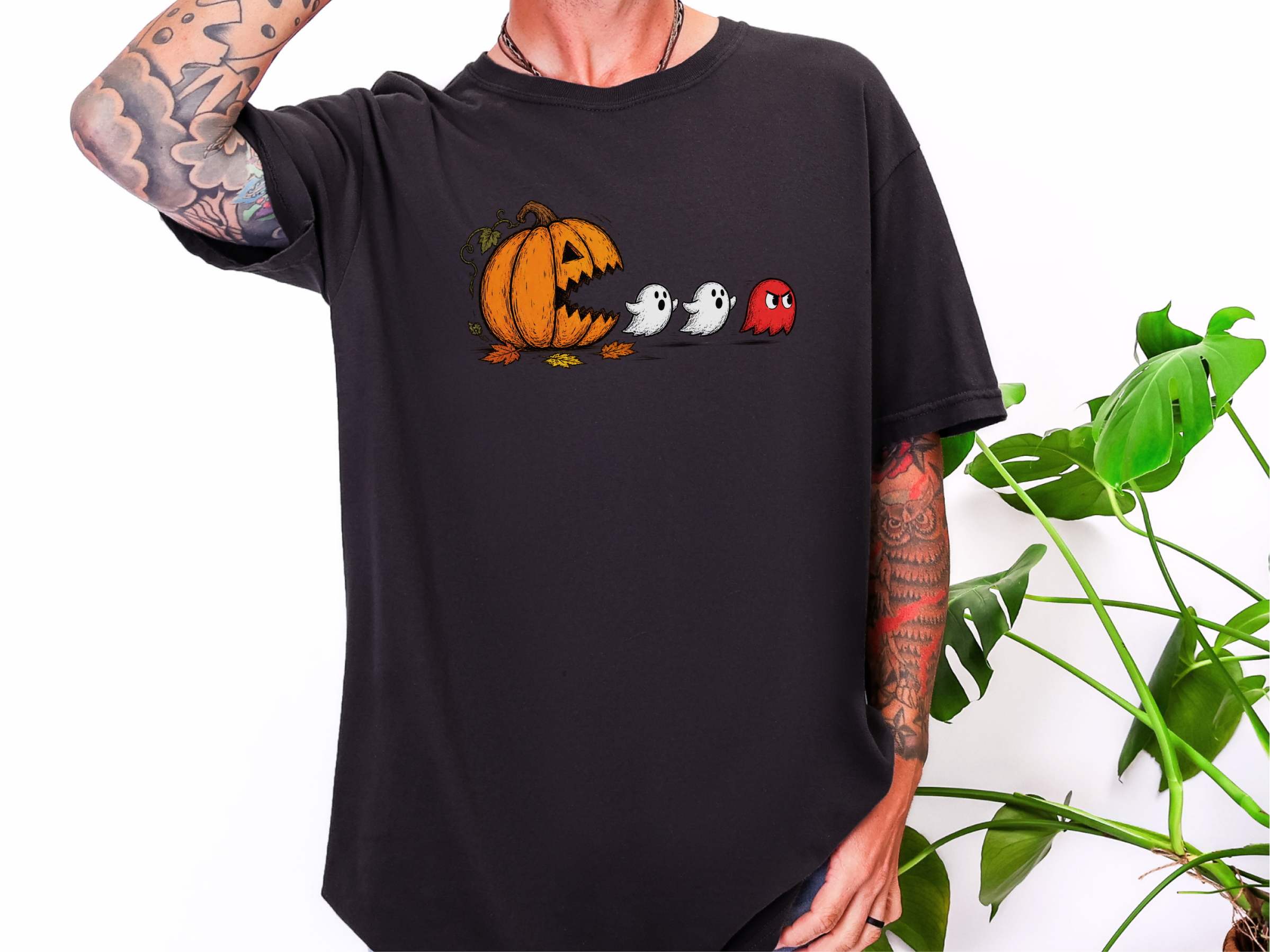 Pumpkin Eating Ghost funny shirt - photo 2