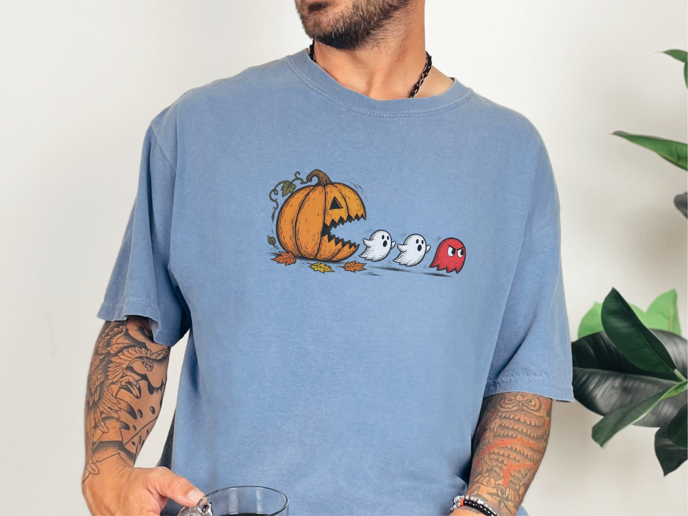 Pumpkin Eating Ghost funny shirt - photo 5