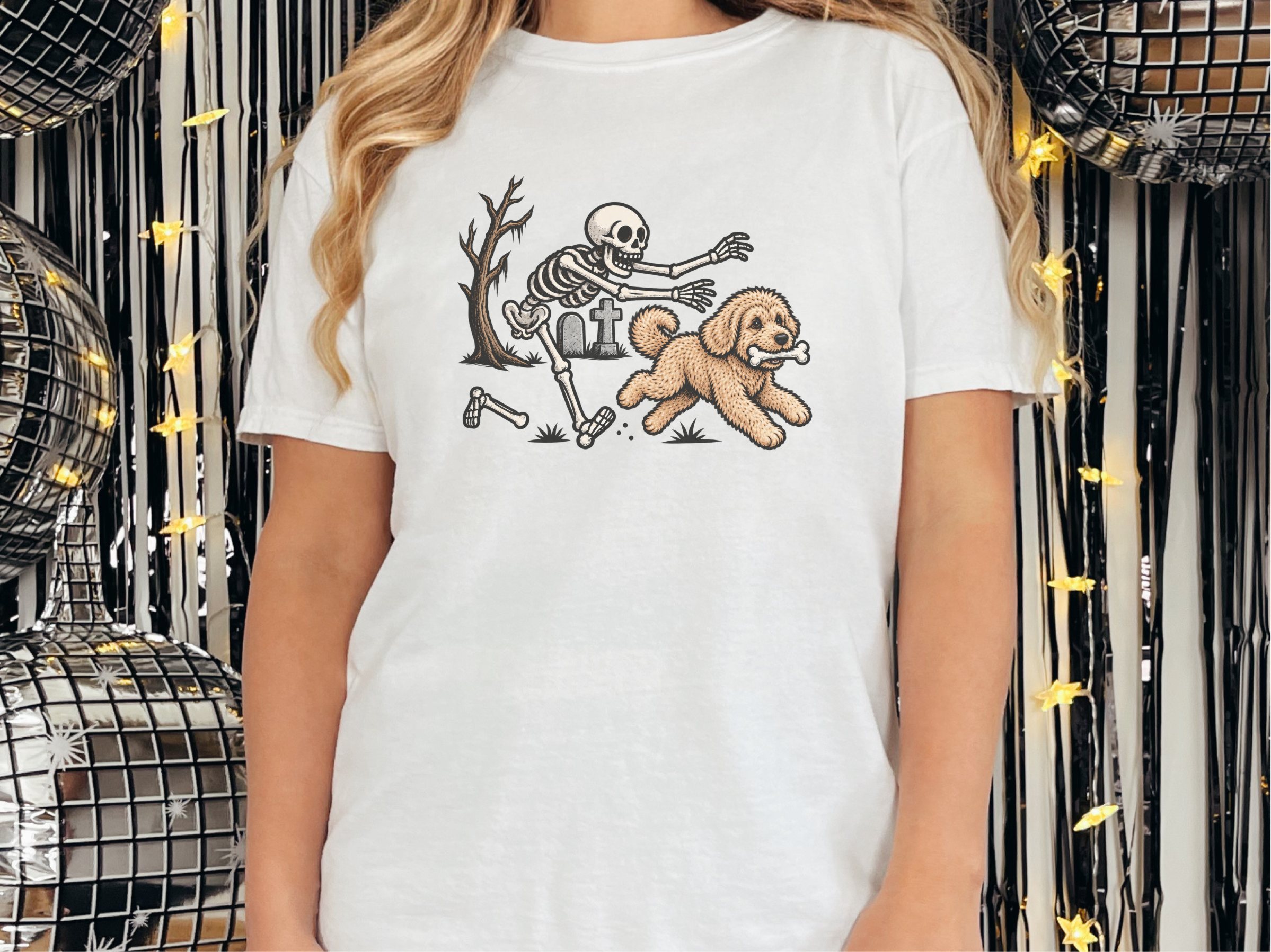 Skeleton Chasing Maltipoo Dog doodle dog shirt - photo 1