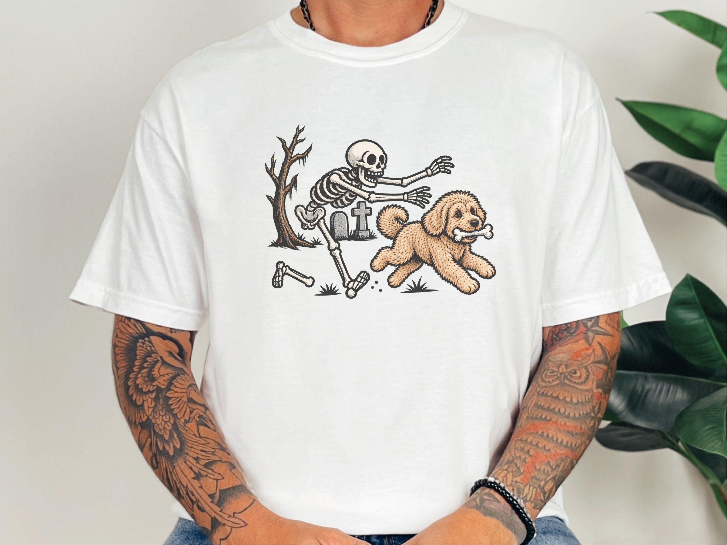 Skeleton Chasing Maltipoo Dog doodle dog shirt - photo 2