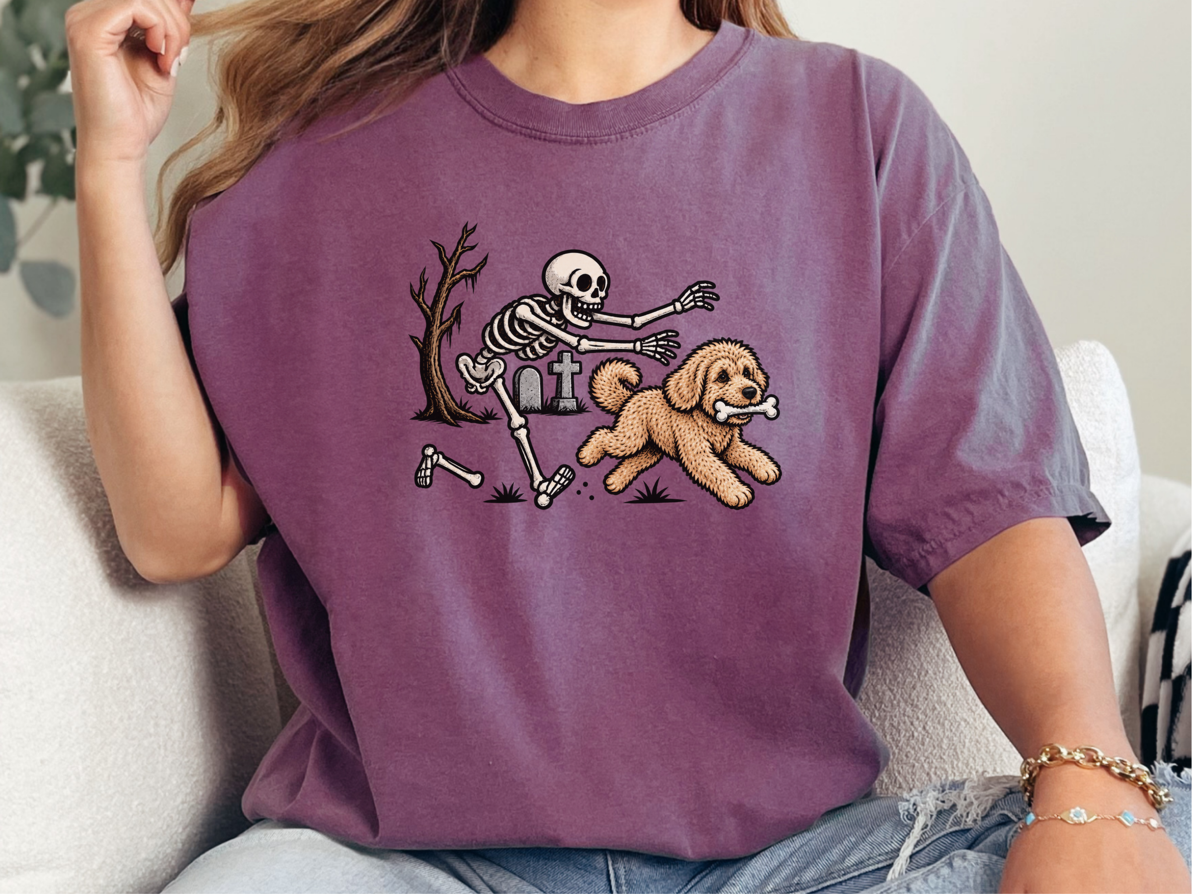 Skeleton Chasing Maltipoo Dog doodle dog shirt - photo 6