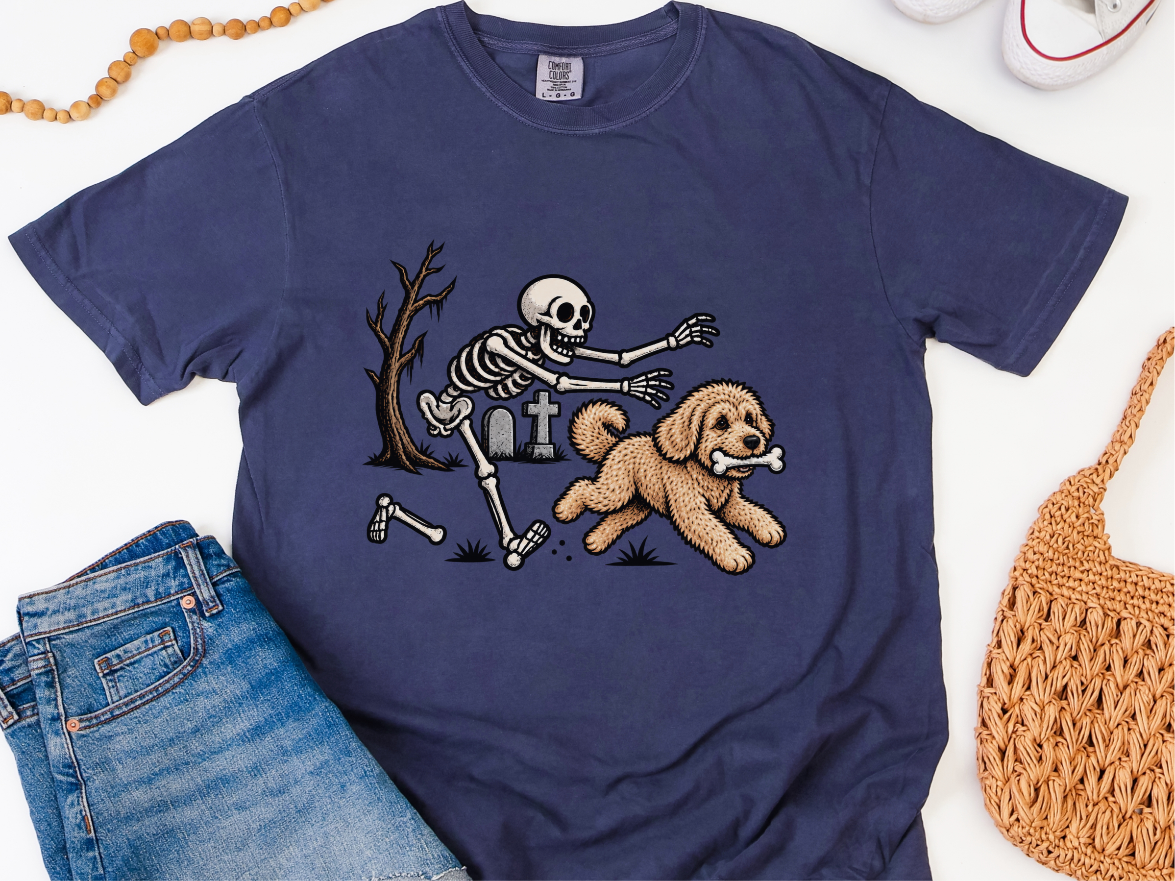 Skeleton Chasing Maltipoo Dog doodle dog shirt - photo 8