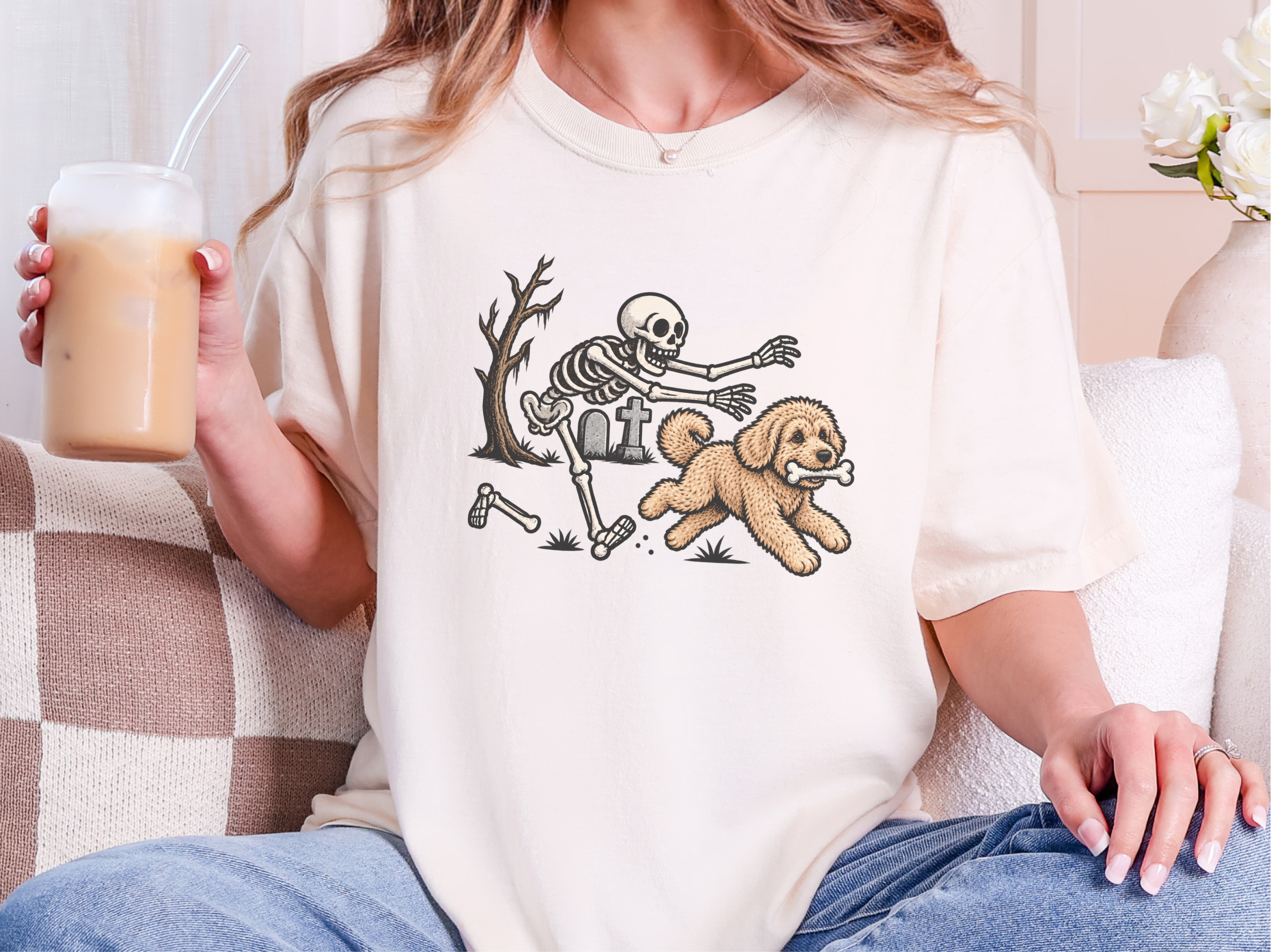 Skeleton Chasing Maltipoo Dog doodle dog shirt - photo 7