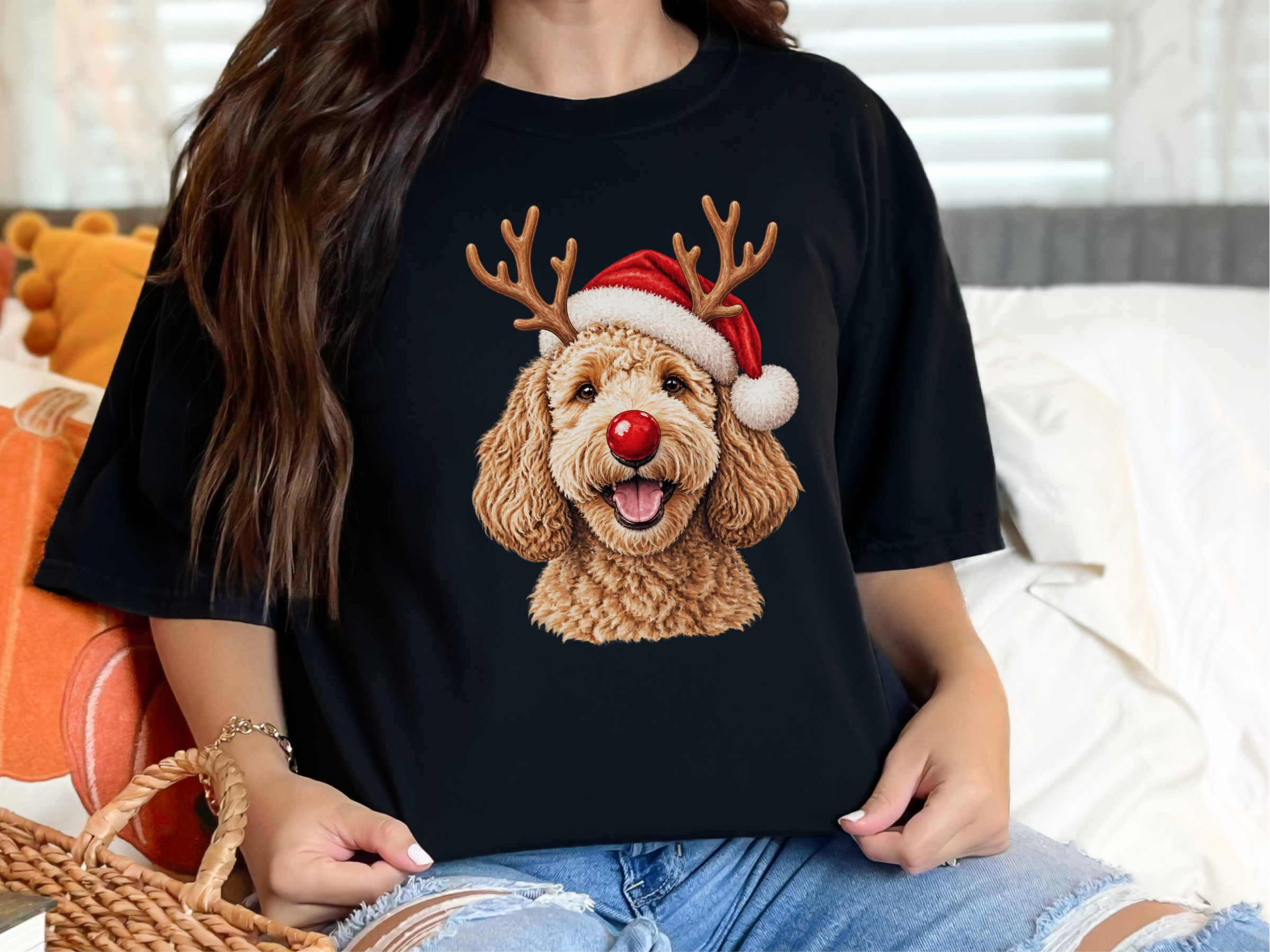 Happy Rudolph Goldendoodle Santa doodle dog shirt - photo 2