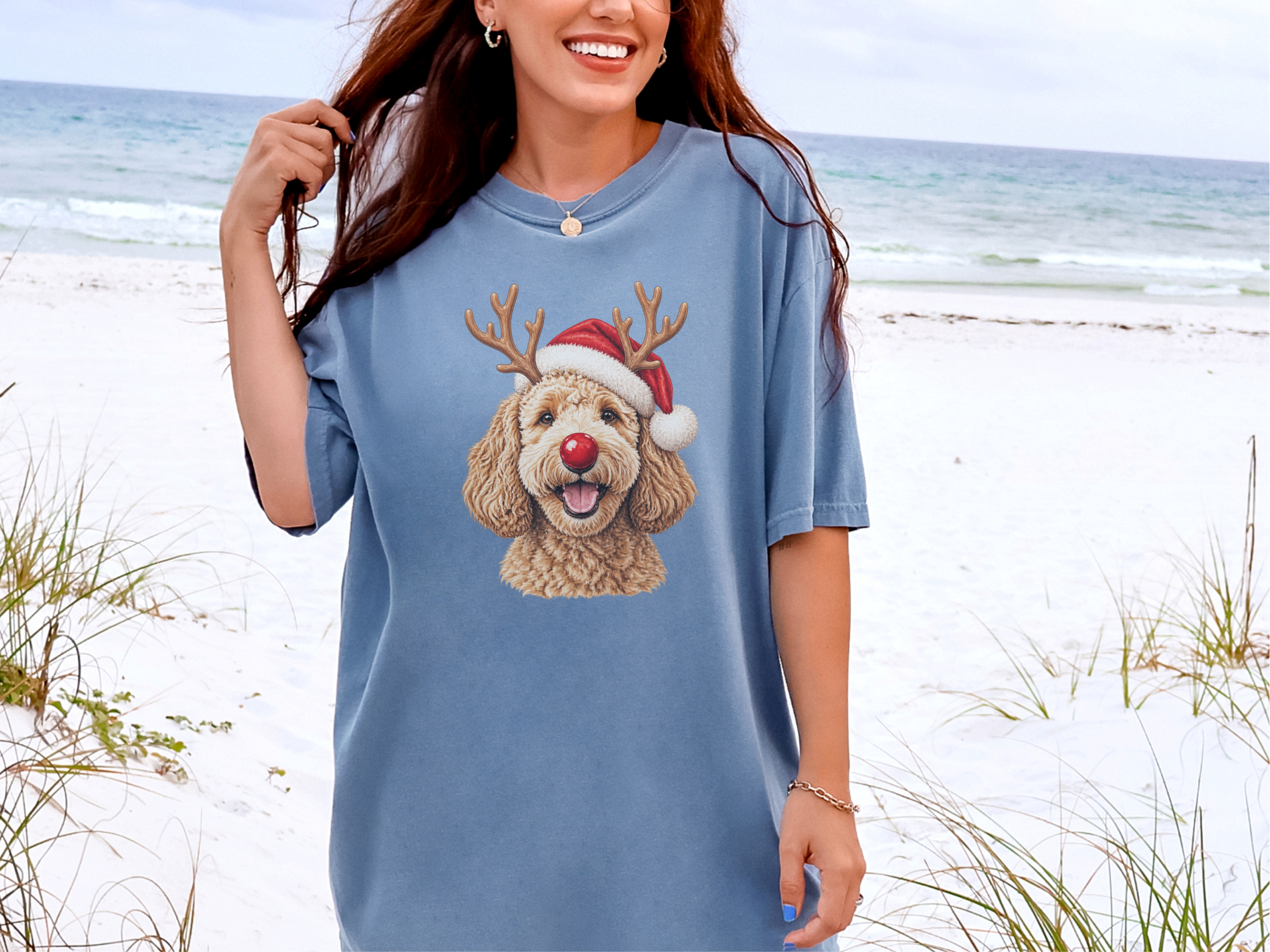 Happy Rudolph Goldendoodle Santa doodle dog shirt - photo 5