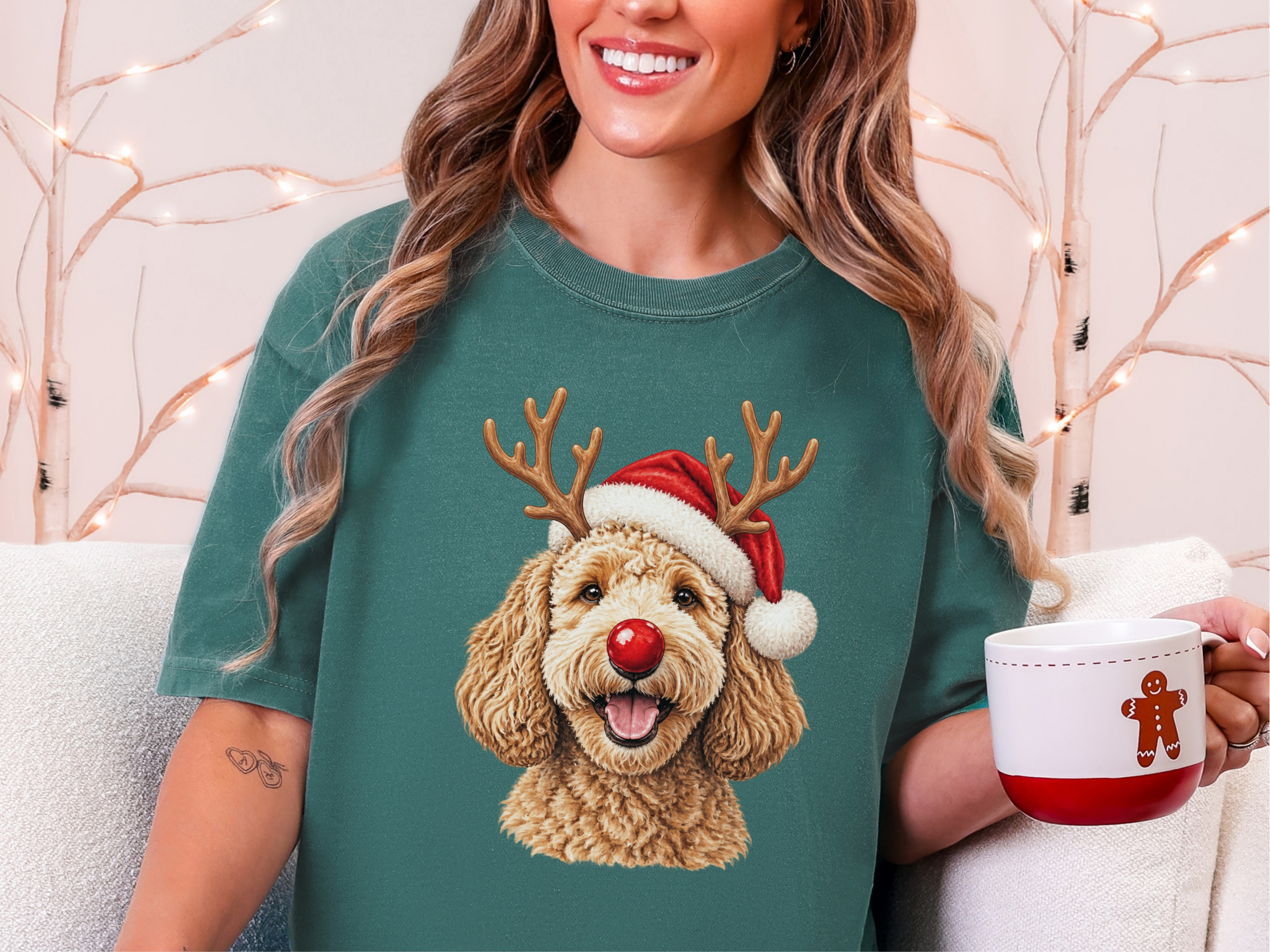Happy Rudolph Goldendoodle Santa doodle dog shirt - photo 6