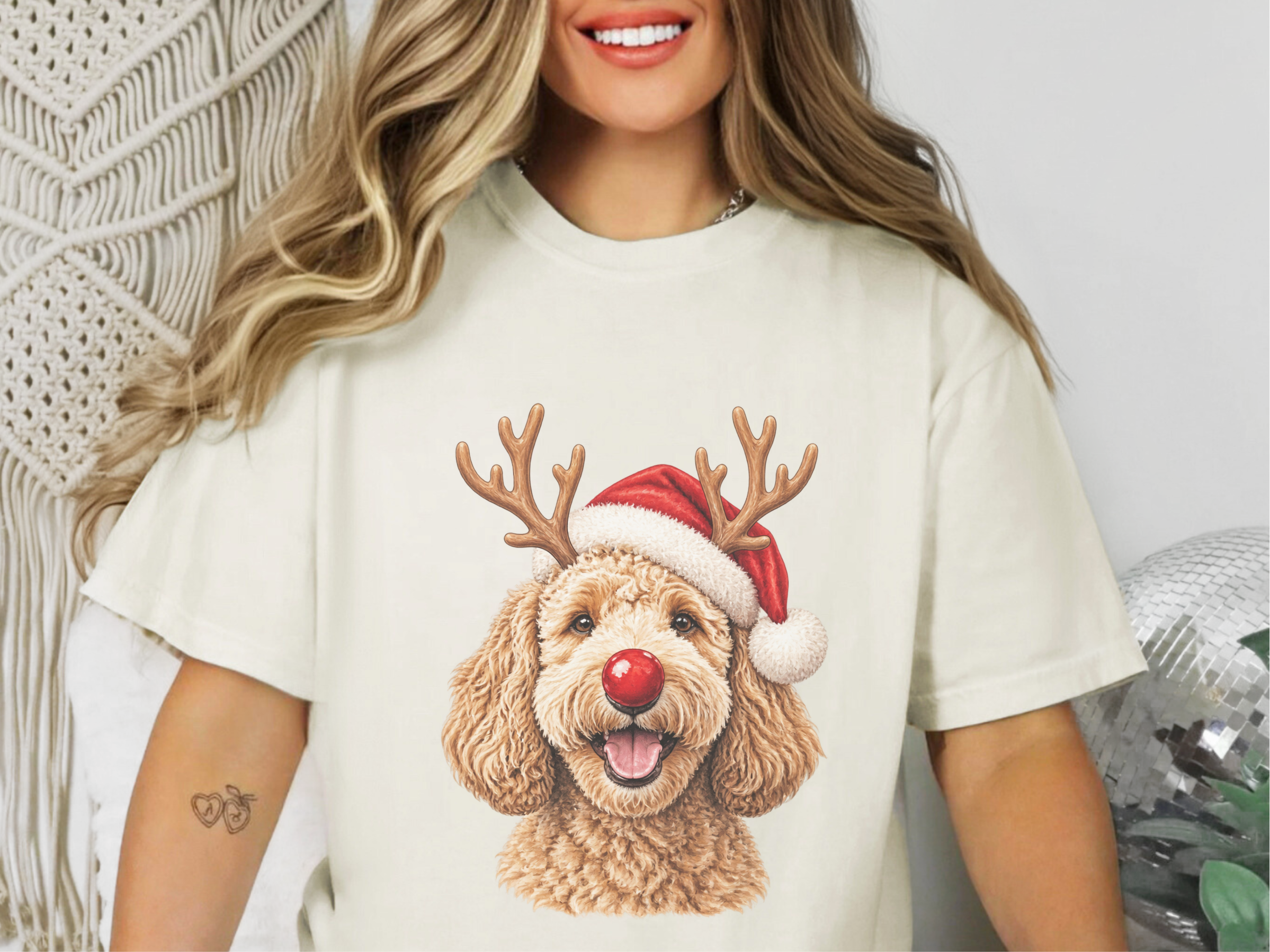 Happy Rudolph Goldendoodle Santa doodle dog shirt - photo 7