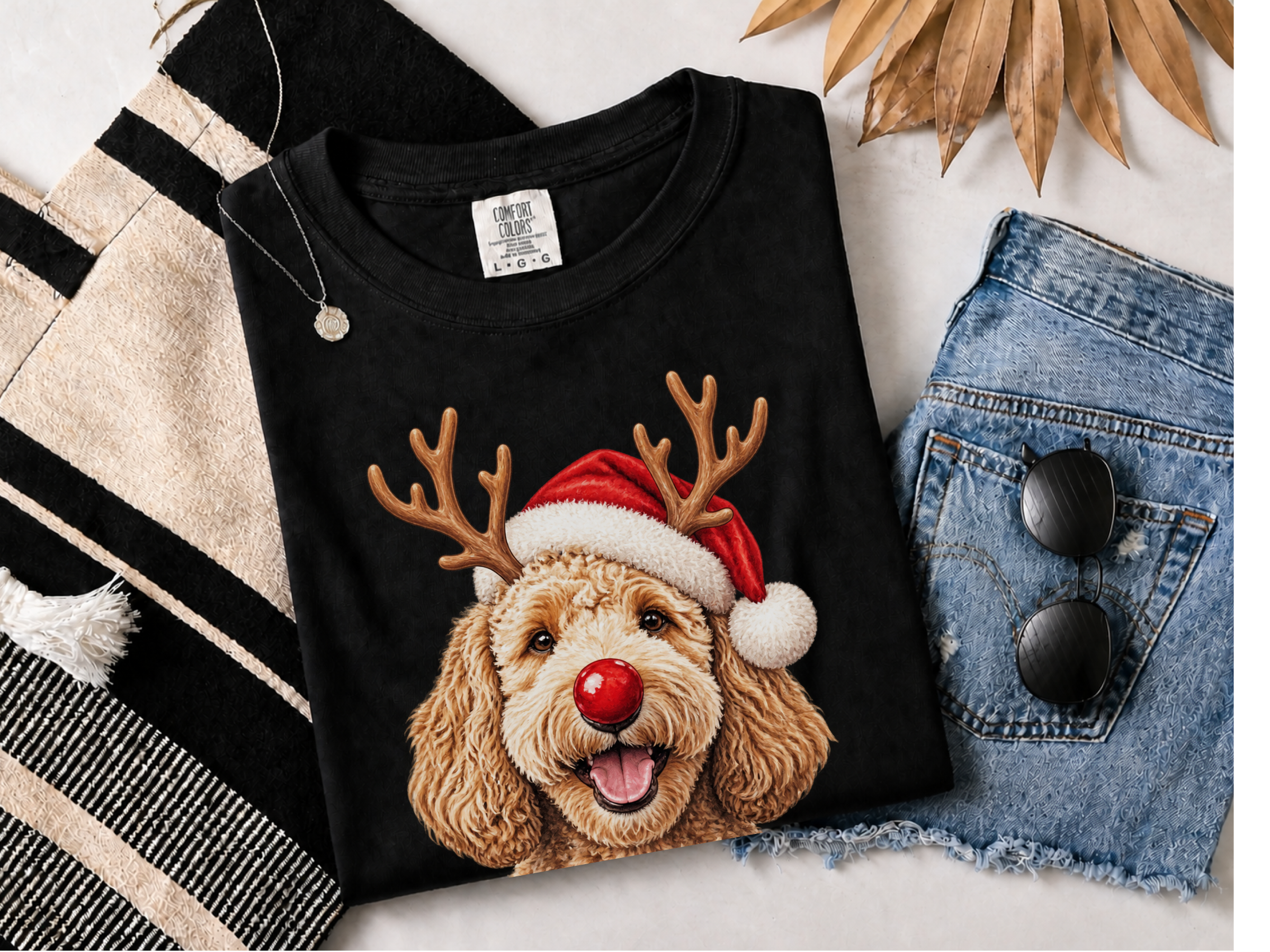 Happy Rudolph Goldendoodle Santa doodle dog shirt - photo 3