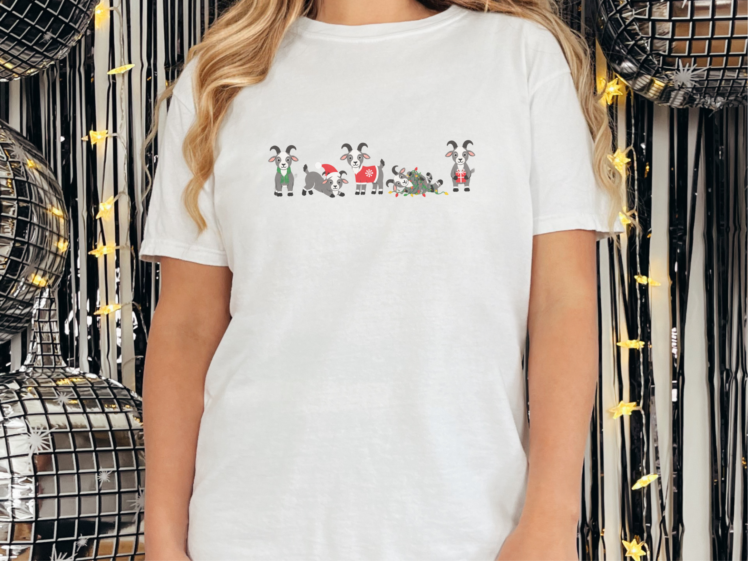 Cute Christmas Goats Lineup funny shirt - photo 3