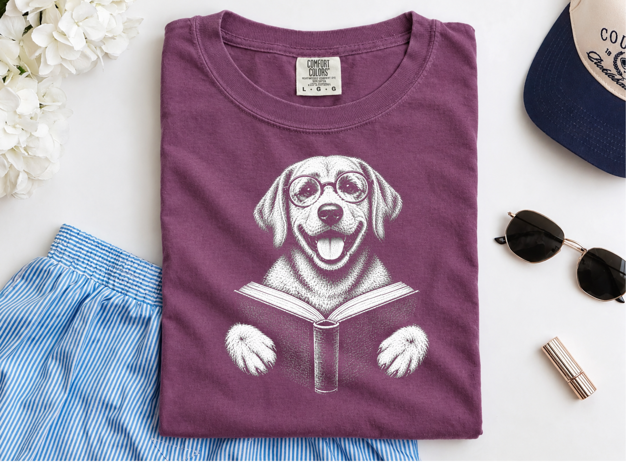 Reading Labrador With Glasses doodle dog shirt - photo 6