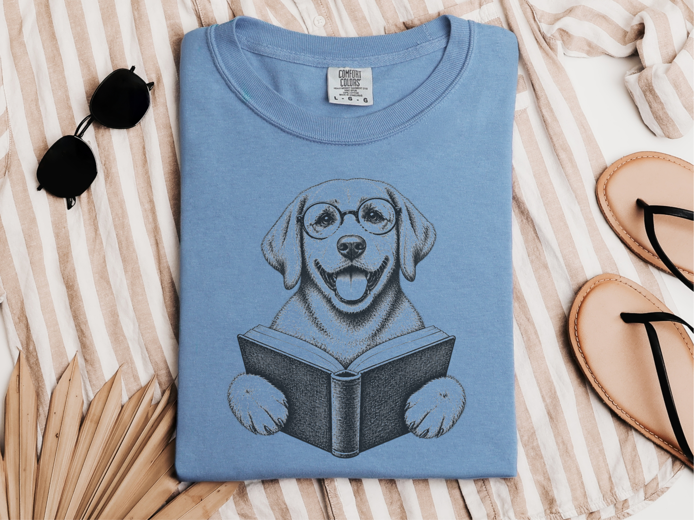 Reading Labrador With Glasses doodle dog shirt - photo 7
