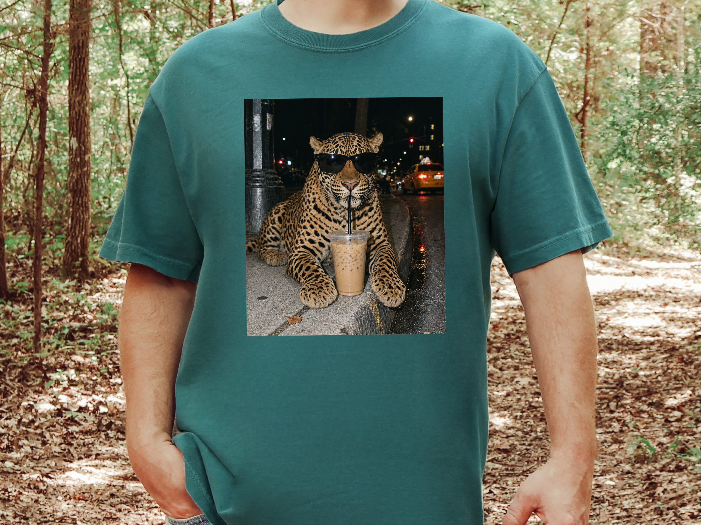 Leopard Drinking Iced Coffee funny shirt - photo 8