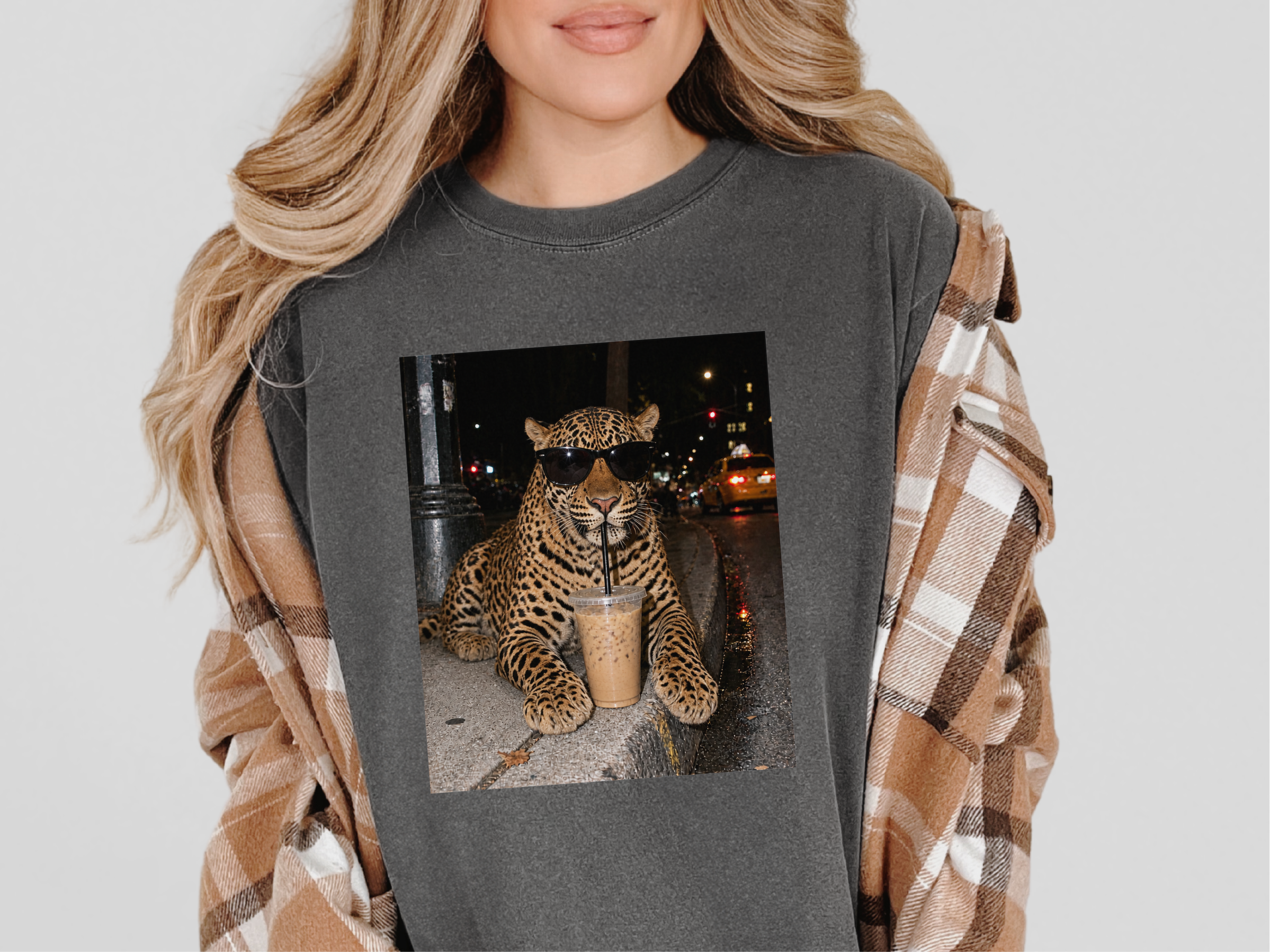 Leopard Drinking Iced Coffee funny shirt - photo 5