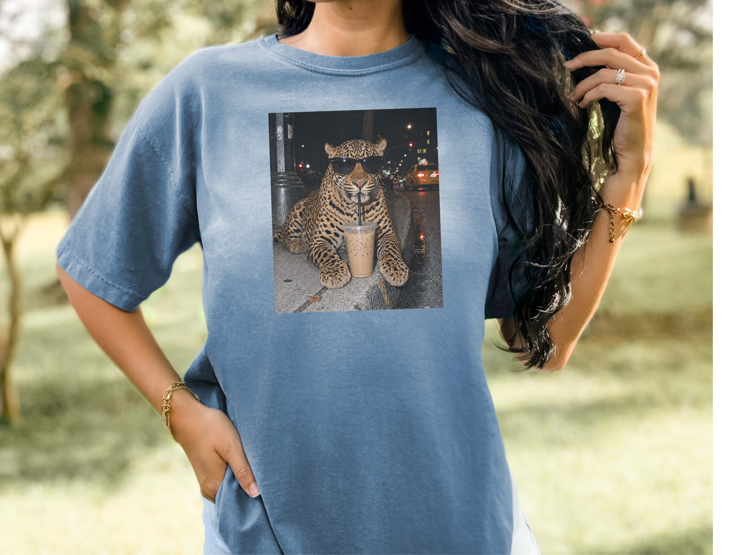 Leopard Drinking Iced Coffee funny shirt - photo 7