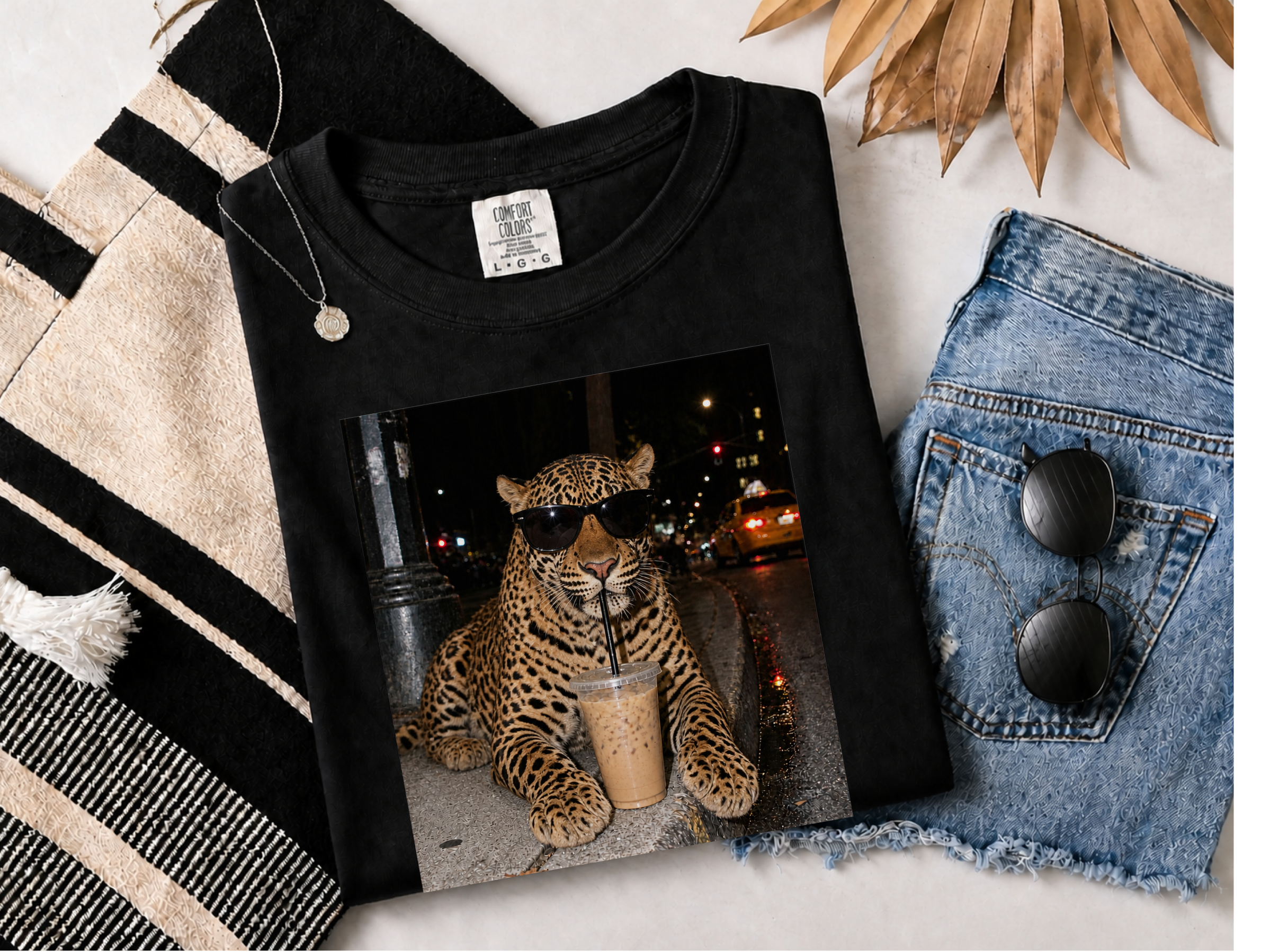 Leopard Drinking Iced Coffee funny shirt - photo 4