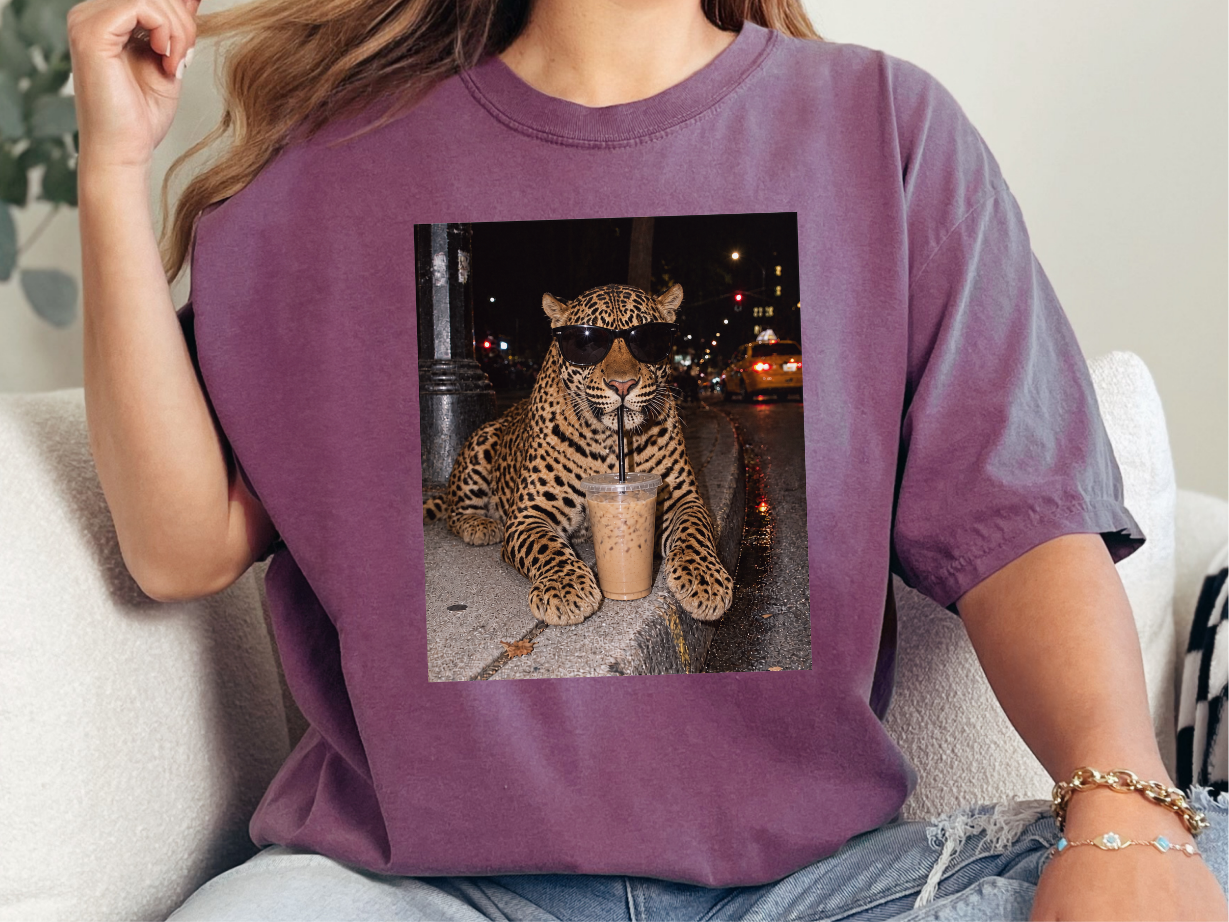 Leopard Drinking Iced Coffee funny shirt - photo 6