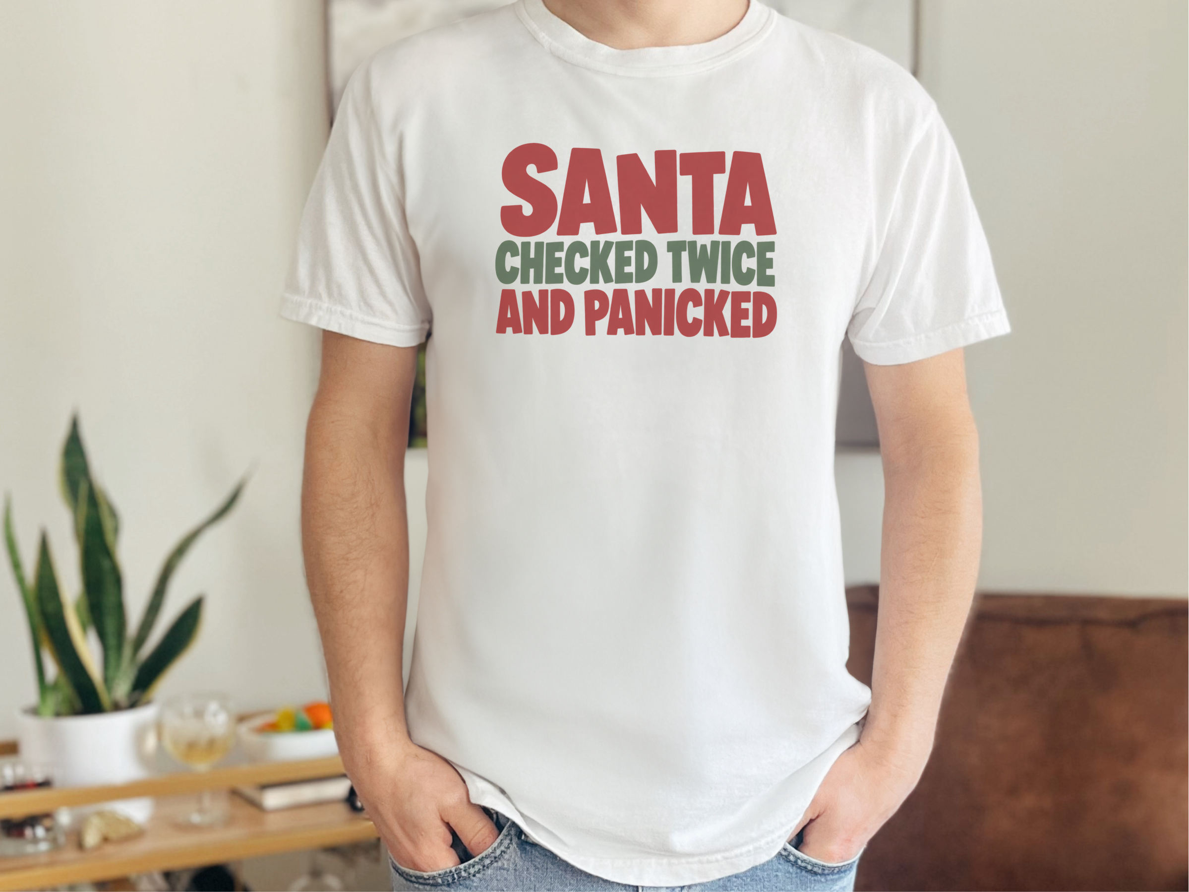 Santa Checked Twice Funny Text funny shirt - photo 2