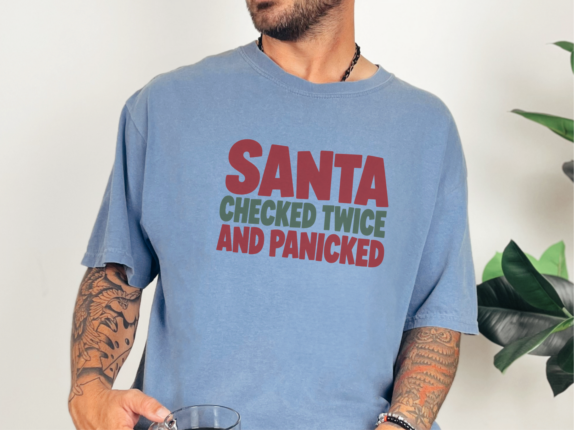Santa Checked Twice Funny Text funny shirt - photo 7