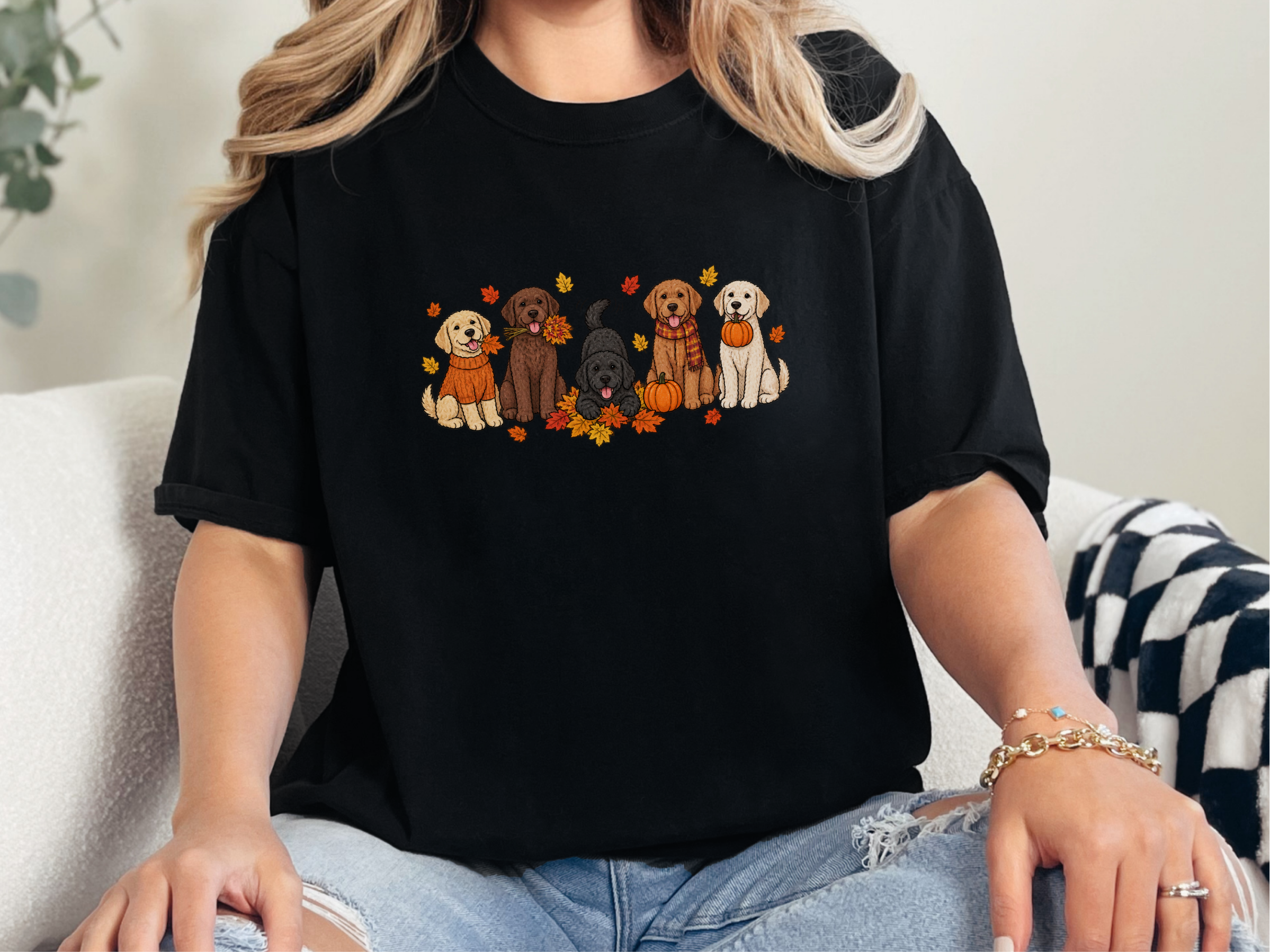 Colorful Labrador Fall Activities doodle dog shirt - photo 2