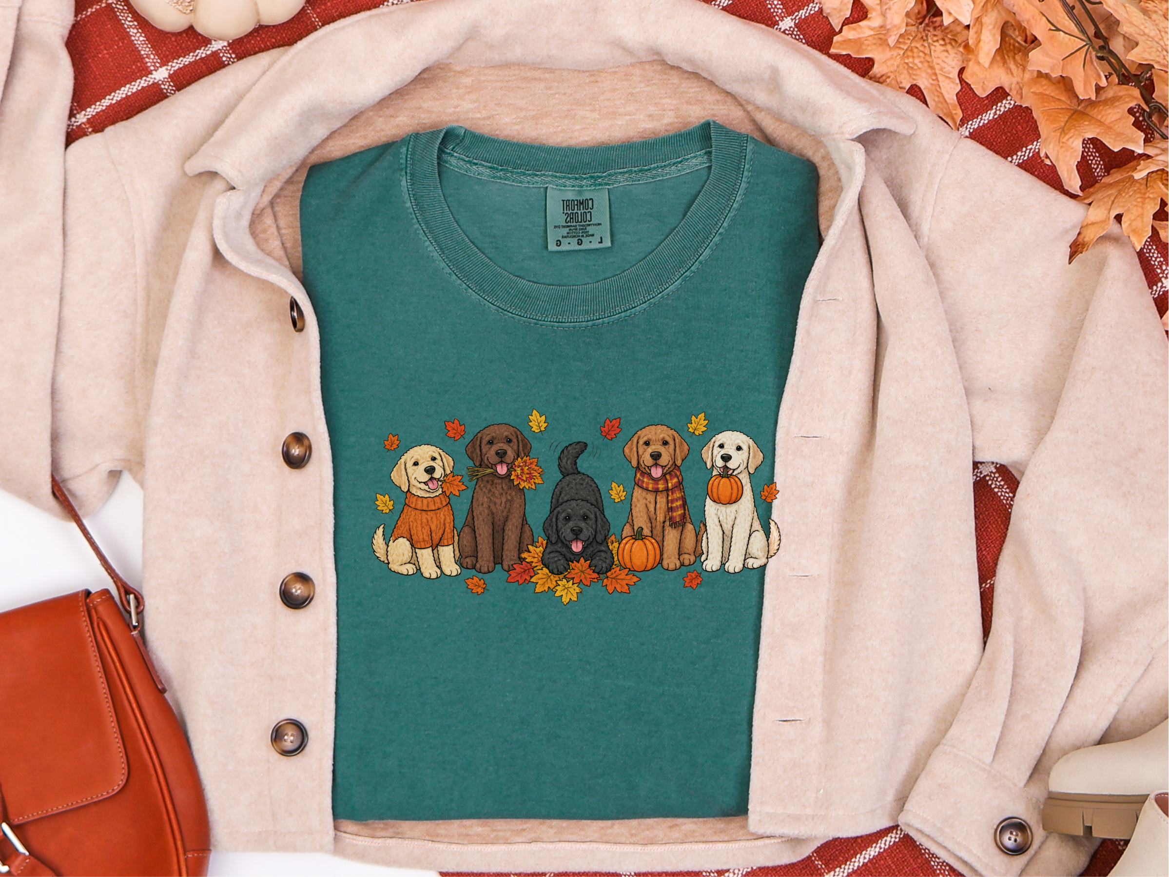 Colorful Labrador Fall Activities doodle dog shirt - photo 7