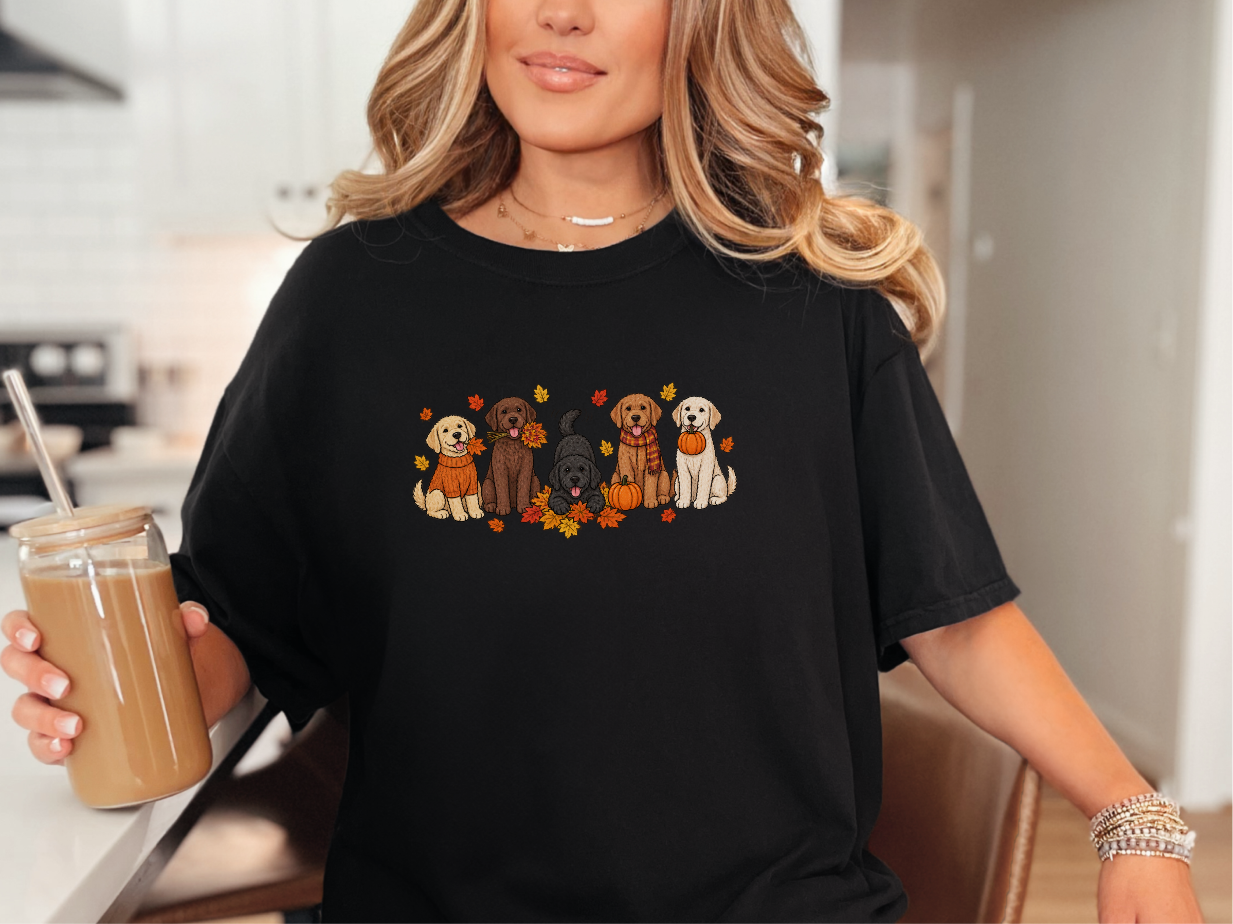 Colorful Labrador Fall Activities doodle dog shirt - photo 3